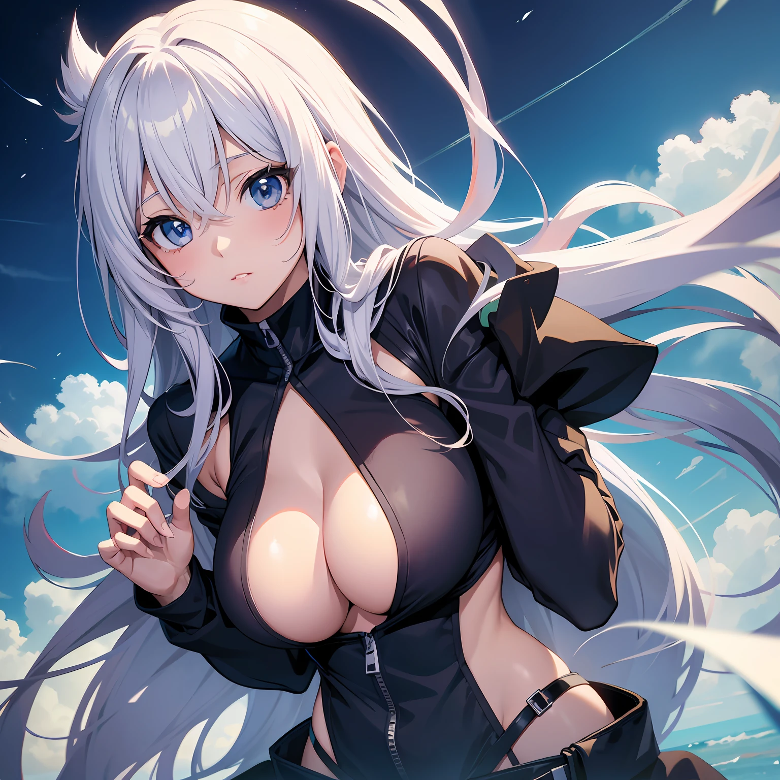 handsome,Man with white hair,weeping,anime big breast,long whitr hair,eBlue eyes,squatt,ass big,huge tit --auto