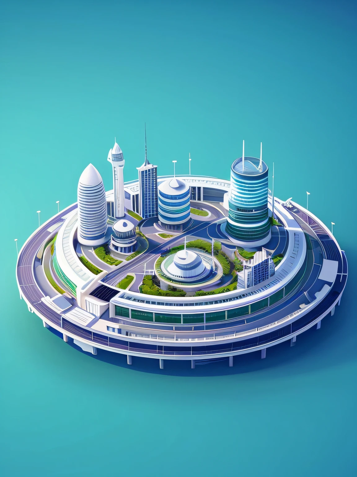 Close-up of the rotunda,There are a lot of buildings on it, futuristic space port, futuristic utopian city, landscape of a future city, hyper-futuristic city, 3 d render of a scifi spaceport, futuristic underwater metropolis, futuristic architecture concept, The future city, futuristic utopian metropolis, Futuristic city, Beautiful city of the future, isometric futuristic building
