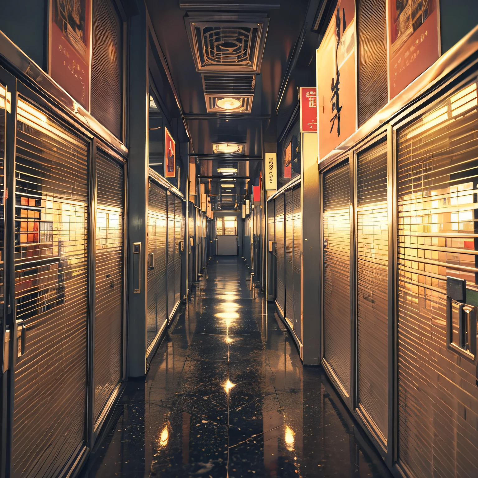 Empty elevator, in a panoramic view,metals, Chinese style, Depth of field, stereograms --auto