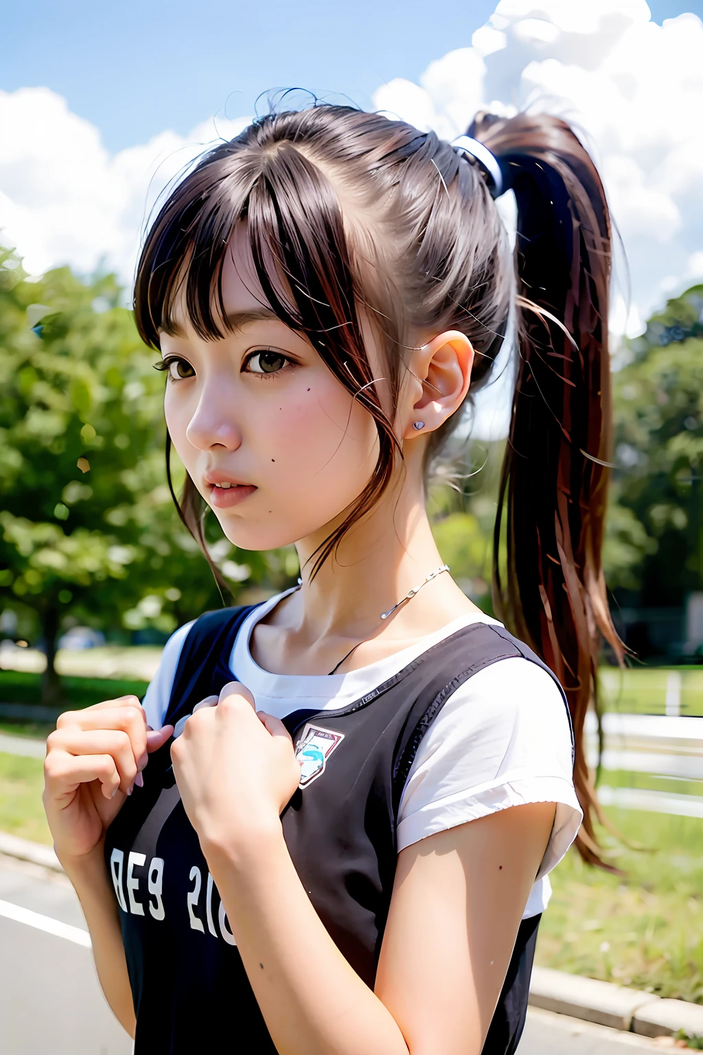 Girls high school high ponytail sunny cute