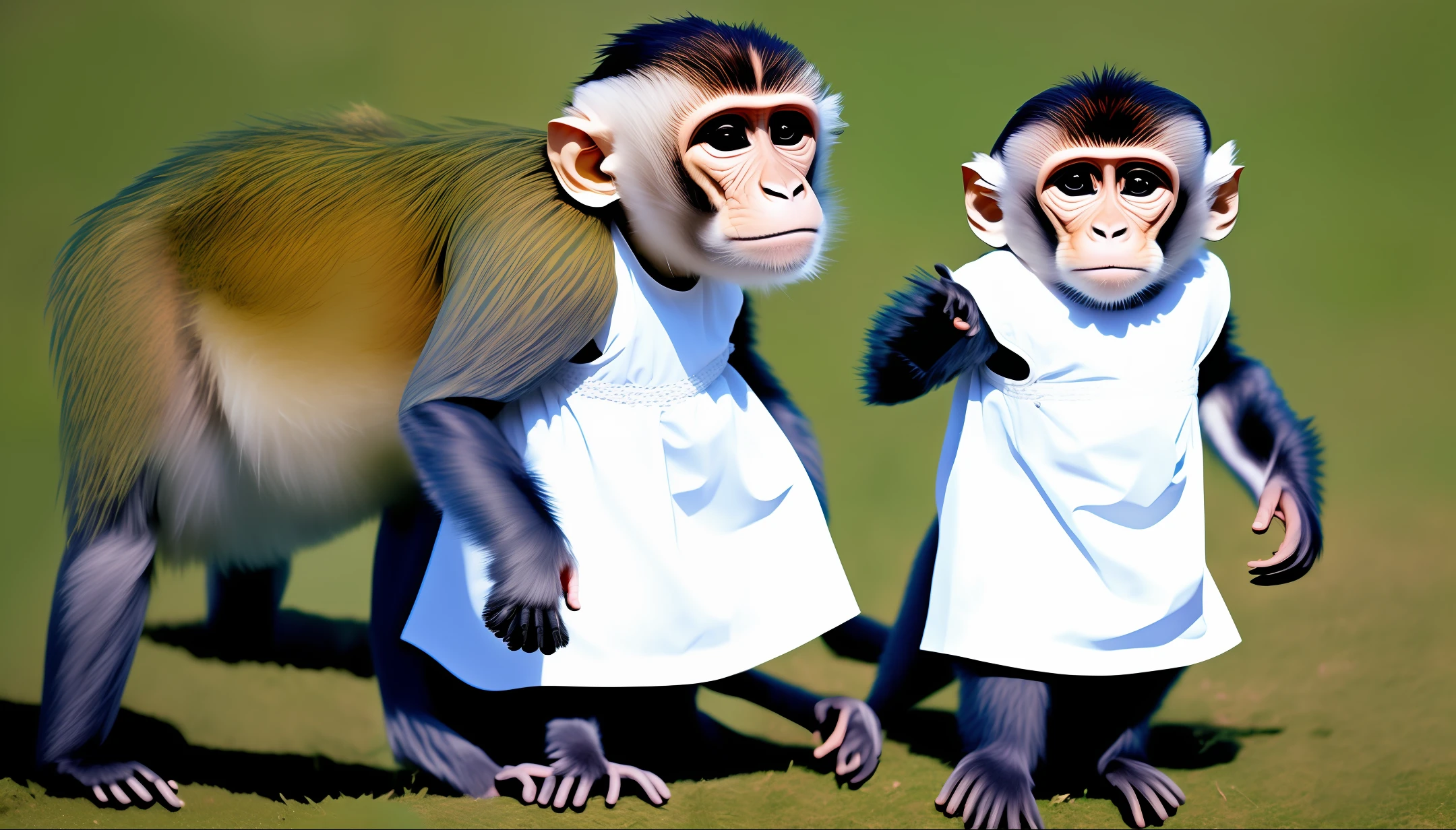 Male monkey in white dress