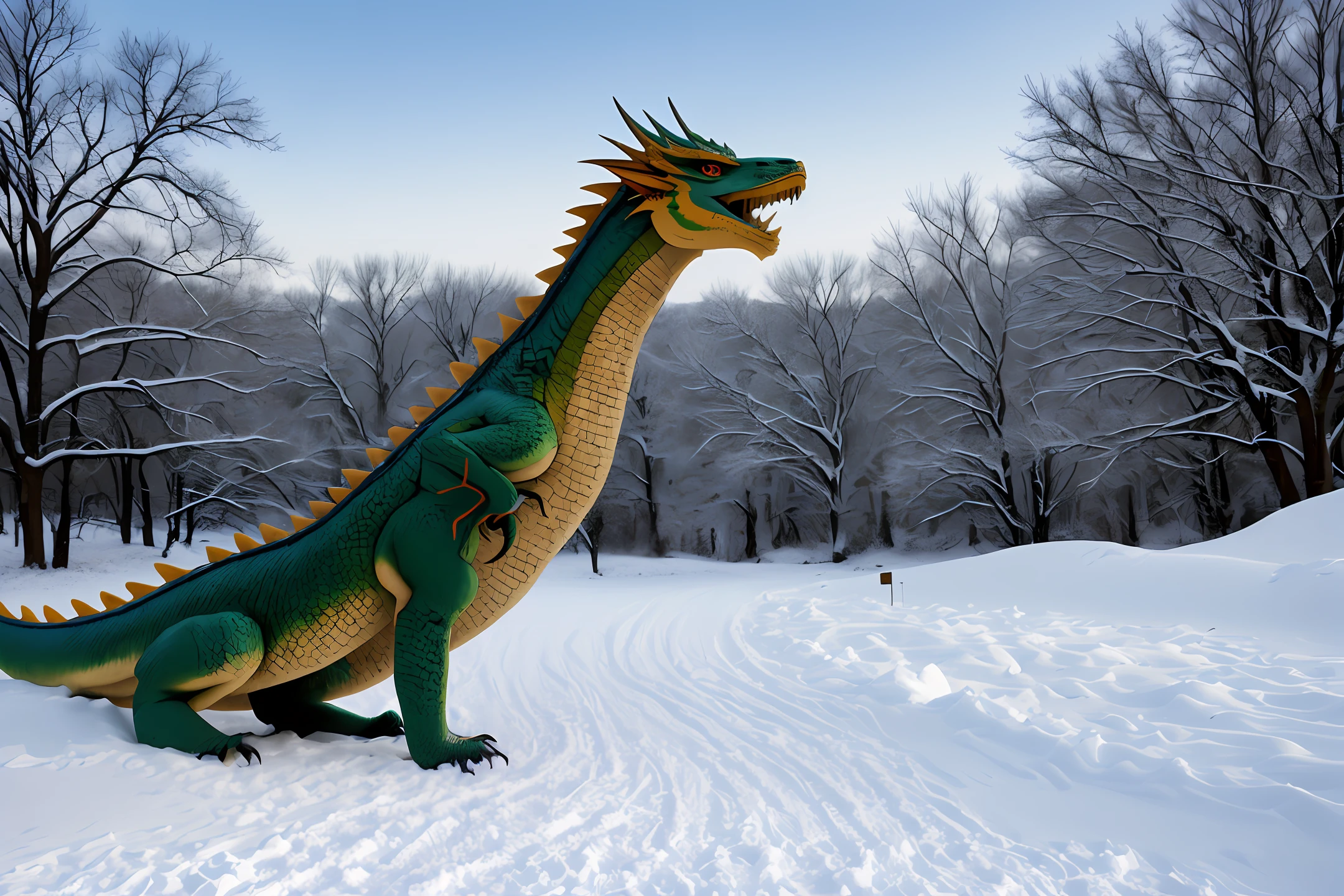 The Great Snow Dragon rode down the south of the river
