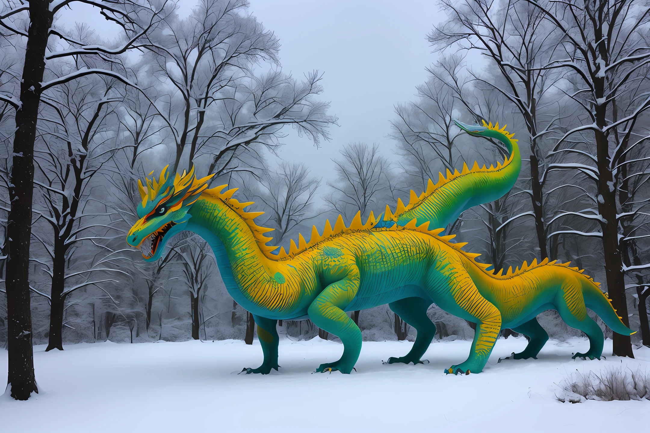 The Great Snow Dragon rode down the south of the river