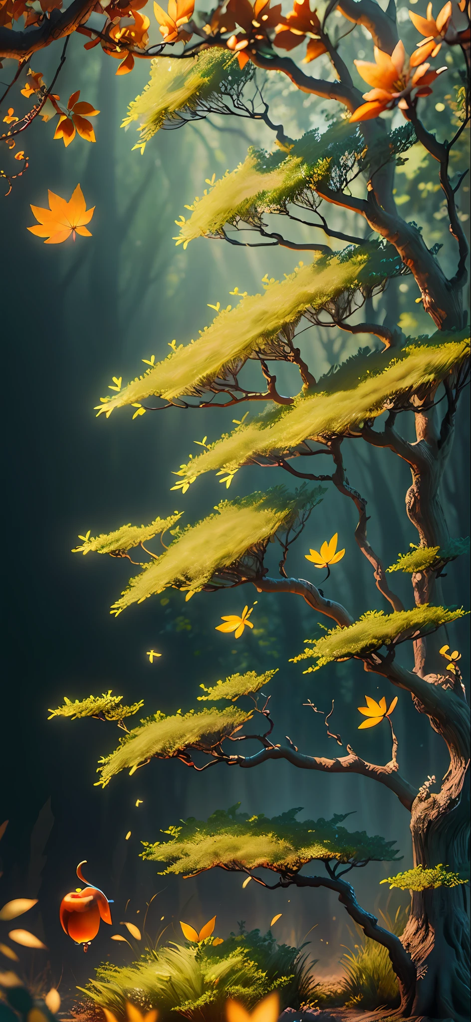Masterpiece, best quality, (very detailed CG unified 8k wallpaper), (best quality), (best illustration), (best shade), with a glowing deer, drinking in the pool, natural elements in forest theme. Mysterious forest, beautiful forest, nature, surrounded by flowers, delicate leaves and branches surrounded by fireflies (natural elements), (jungle theme), (leaves), (branches), (fireflies), (particle effects) and other 3D, Octane rendering, ray tracing, super detailed