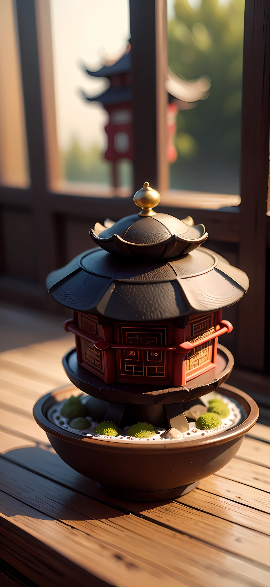 mini\(ttp\), (8k, RAW photo, best quality, masterpiece:1.2), (realistic:1.37),(chinese temple), miniature, landscape, (isometric), glass tank,in bowl, (8k, best quality, masterpiece:1.2), (realistic, photo-realistic:1.37), ultra-detailed,,