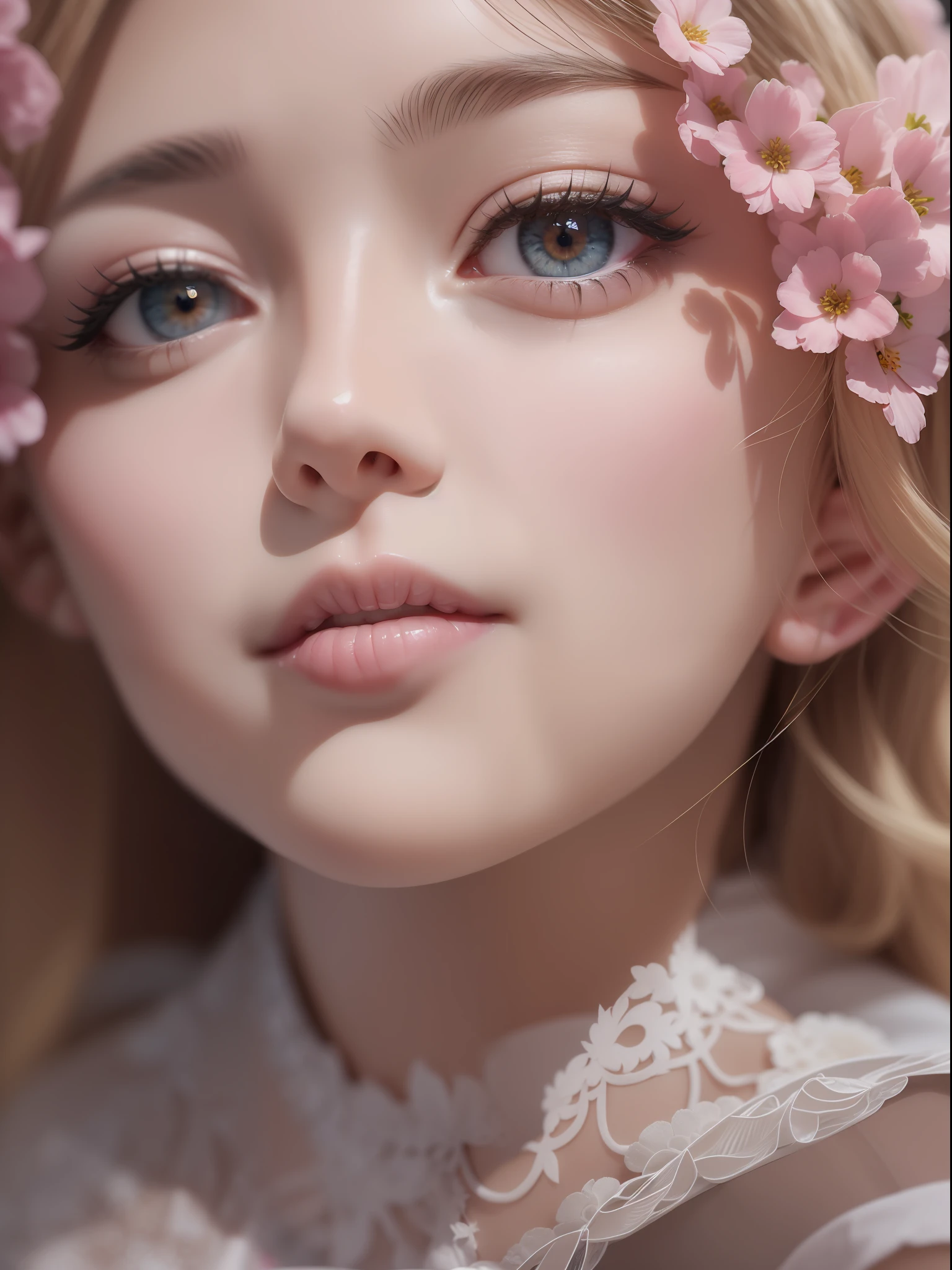 masuter piece, best qualtiy, (((realisitic, Photorealsitic:1.37))), ((Solo)), 8K image quality, Extremely delicate and beautiful, splendid, Official art with attention to detail, Ridiculous, Unbelievably ridiculous, huge filesize, ultra-detailliert, ighly detailed, Beautuful Women, detailed woman, extremely detailed eye and face, Beautiful detailed eyes, Perfect makeup, (Perfect female figure), (Korean beauty), The upper part of the body, With bangs, (((Floral dress))), ((Kamimei)), (((View from above))), ((Looking at the camera)), (ssmile), (spoiled child), ((Happy face)), (Cafe Counter),