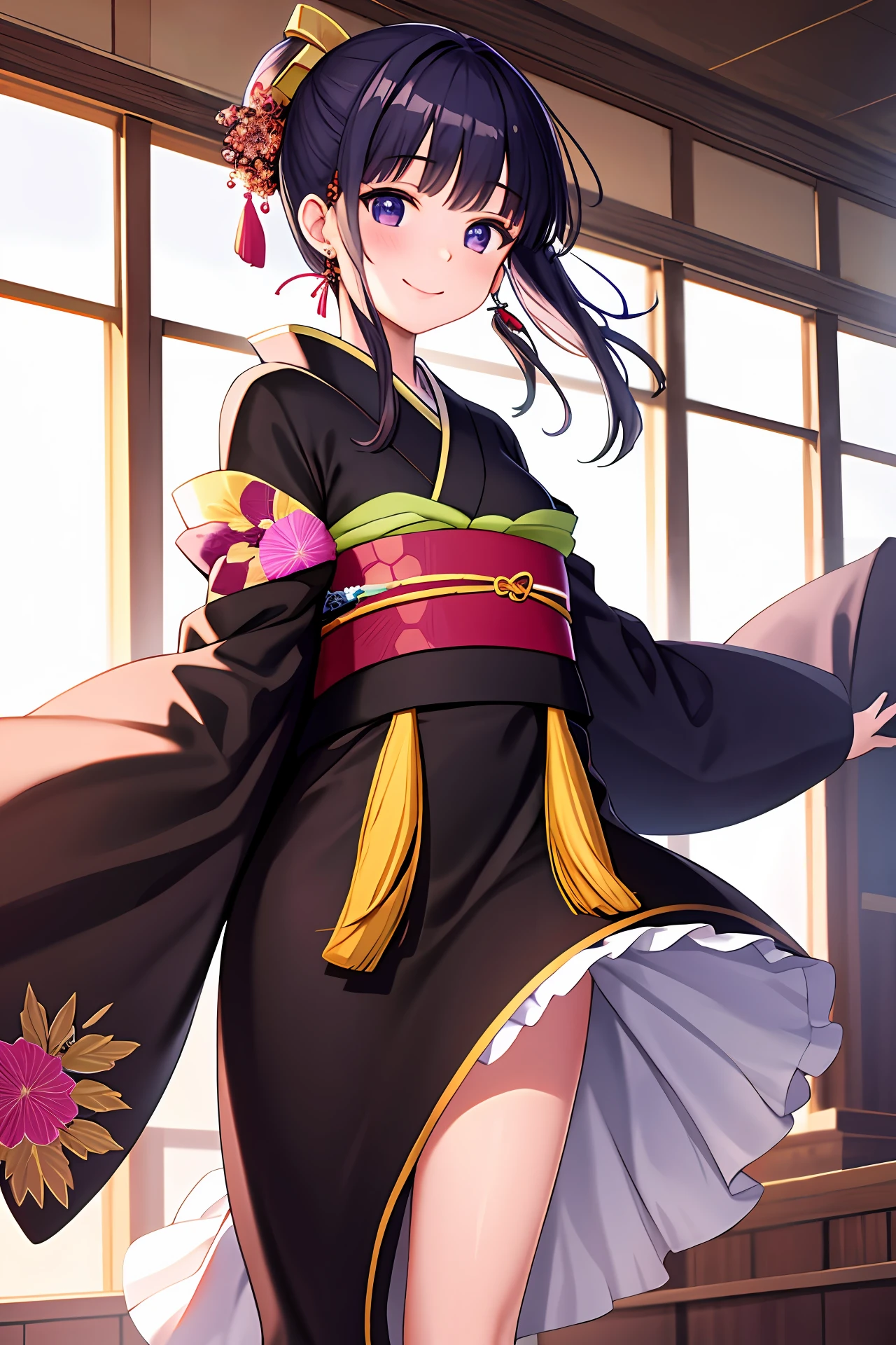 masterpiece, highres, best quality, 1girl solo, kamisato_ayaka, smile, kimono