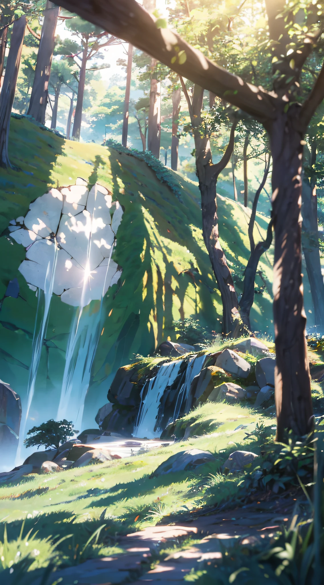 8k hdr,tree shade,There is sunlight shining on it, Look up at the composition,Ghibli Studio Environment,Studio Ghibli Sunshine,Detailed view – width 672,in style of hayao miyazaki,author:hiyao miyazaki,anime big breast,author:hiyao miyazaki,studio ghibli composition