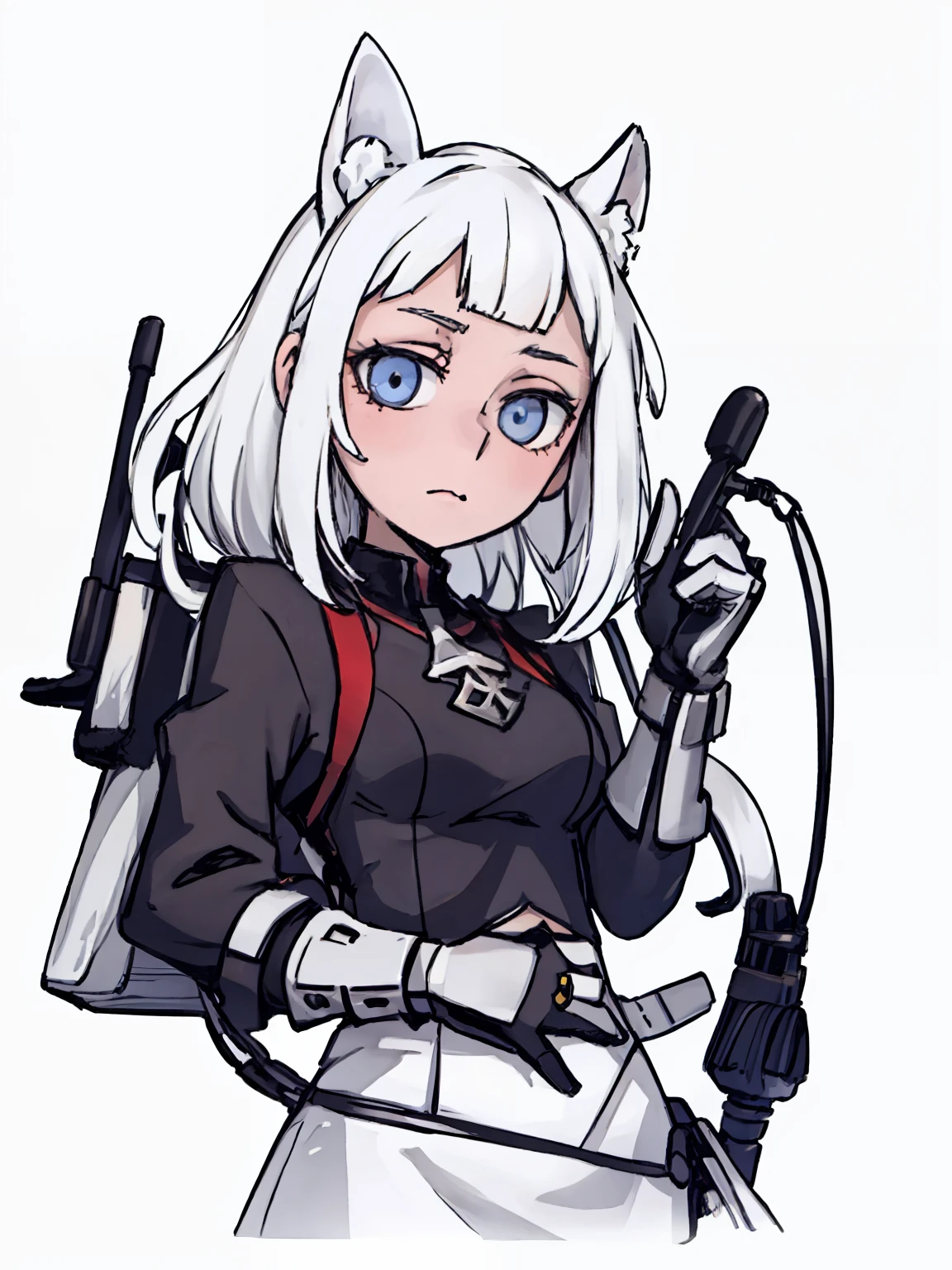 A girl frontal,((two sides up),(A half body),(White color hair)),Young, White background