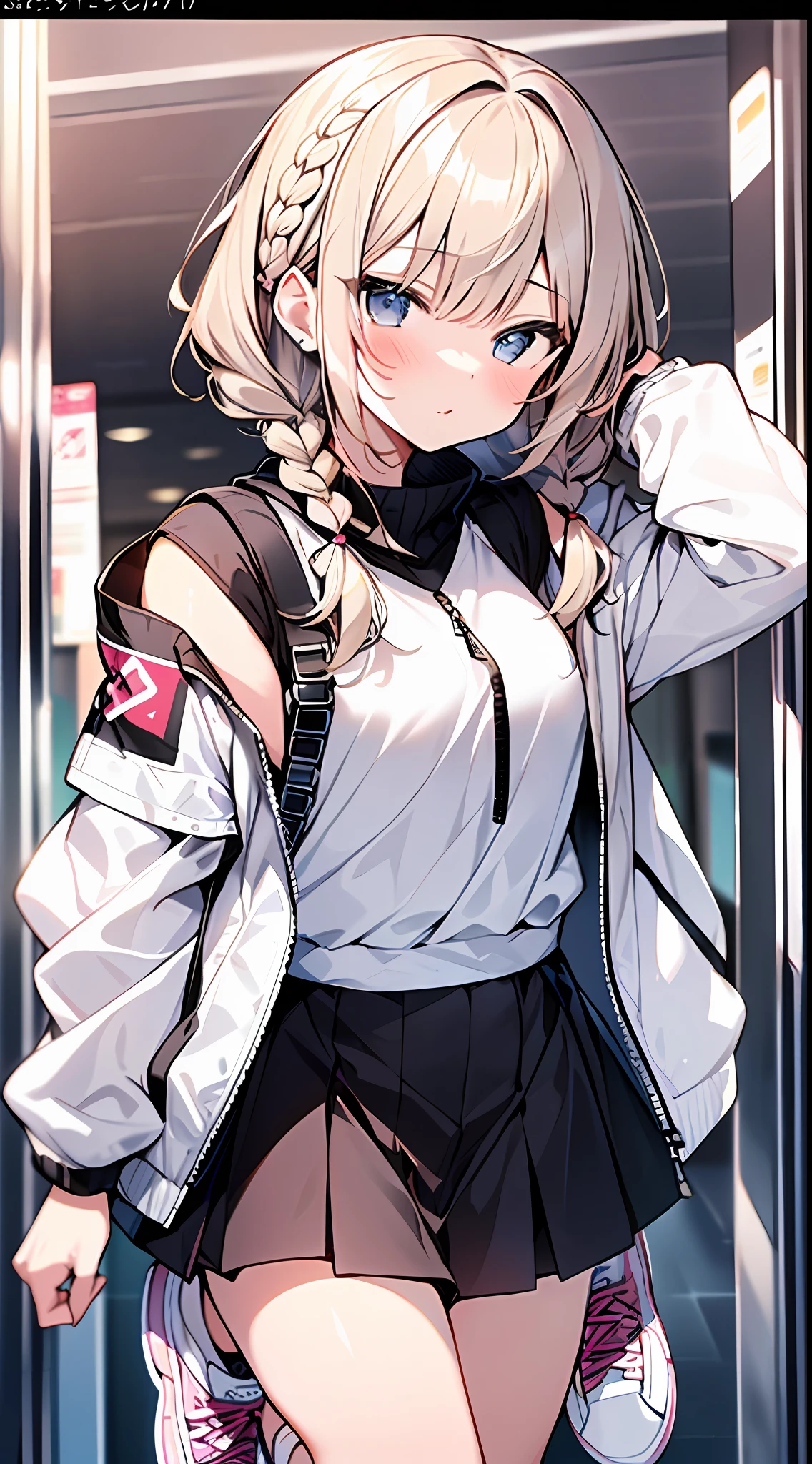 (Incredibly Absurdres Absolutely Resolution: 1.5), Top Quality, Masterpiece, Ultra High Definition, 8k, (Multiple Girls), (Light Colored Jacket, Sneakers, Skirt) BREAK Shoujo Manga Style, (), Soft Line Art, Digital Enhancement, Shojo Manga Touch, Hairstyle Fax, Environmental Change Scene, Hairstyle Fax, Shojo Mangacore, (((Hair length to shoulder))), (((Short braid))), entangle, beautiful and aesthetic: 1.5, High quality: 1.3