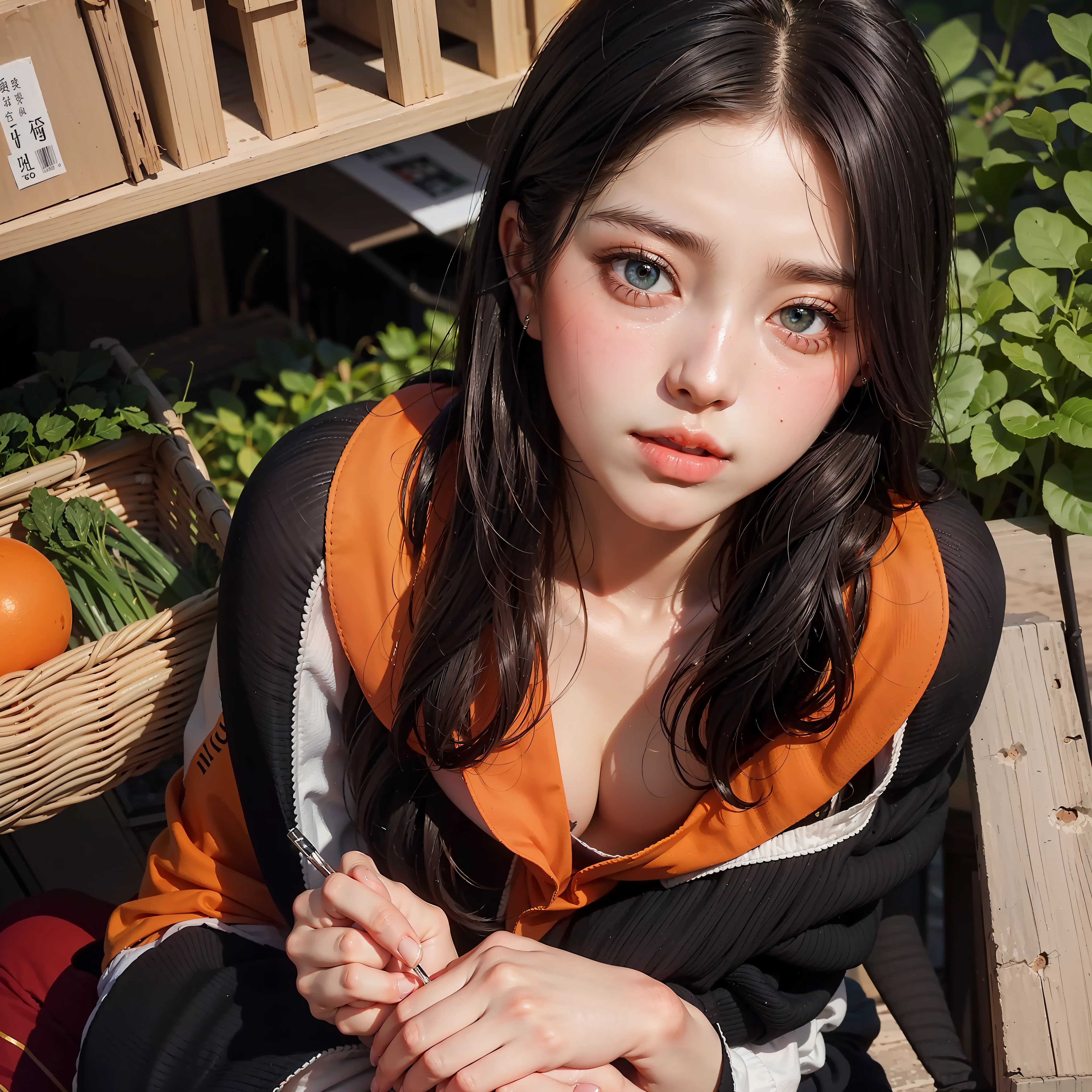 ((High Picture Quality, true to life, high definition detail)), Vivid realistic realistic painting, detailed meticulous, (Summer afternoon scene:1.3)。The lens is extremely textured, Precious line drawings are instantly revealed。The orange-red sunset shines in(County vegetable market:1.2), Wonderful(Flowing taste)Dipping into nose。(Sun, Warm colors, Light) Make the picture more realistic, The feeling of trembling slightly is like a sketch,A mix of watercolor and reality,Create a unique mood。 --auto