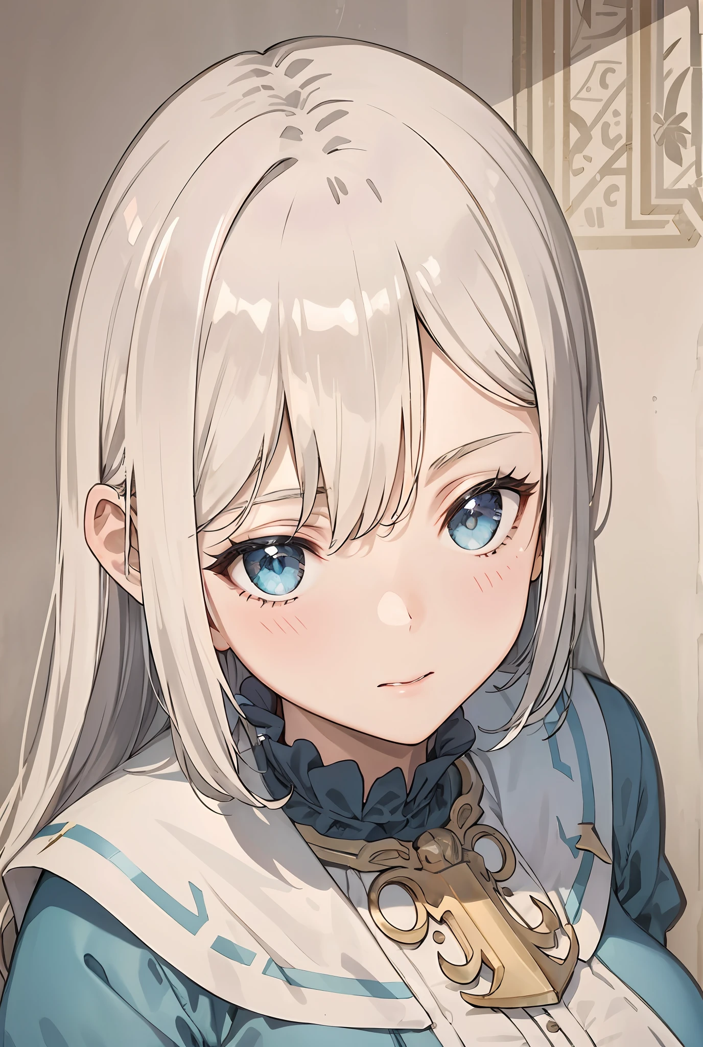 1girll,White hair,Sideslit,light particules,the wallpaper,anime big breast,ultra - detailed,Ancient Greek style,8K,((Hesiod)),(head portrait),(No hands)