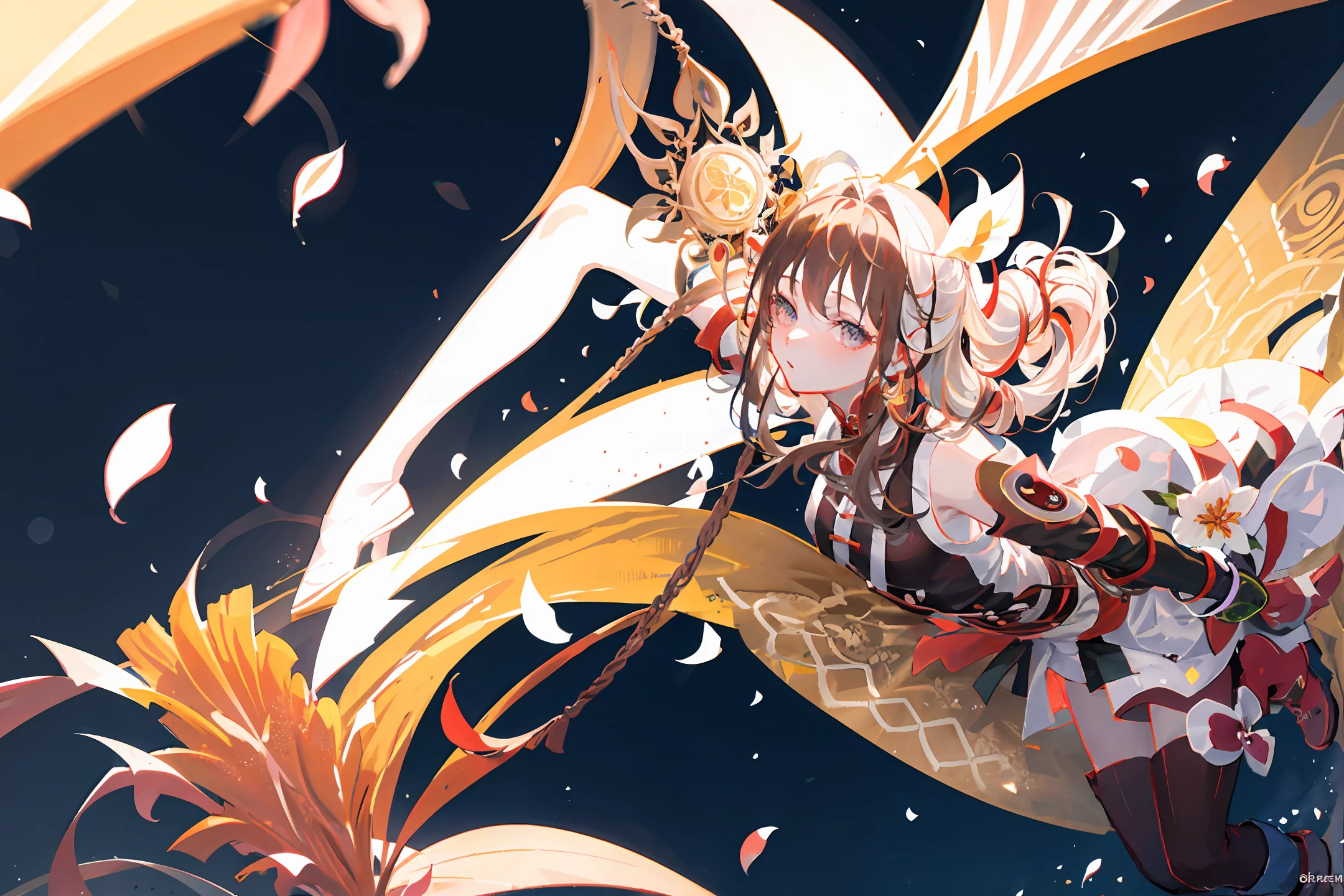 zhongfenghua, 1girl, (full body) solo, hanfu, flower field, blossom, (white smokes:1.3) (photorealistic:1.4), zentangle, mandala, entangle, official art, unity 8k wallpaper, ultra detailed, beautiful and aesthetic, masterpiece,best quality, (dynamic angle:...