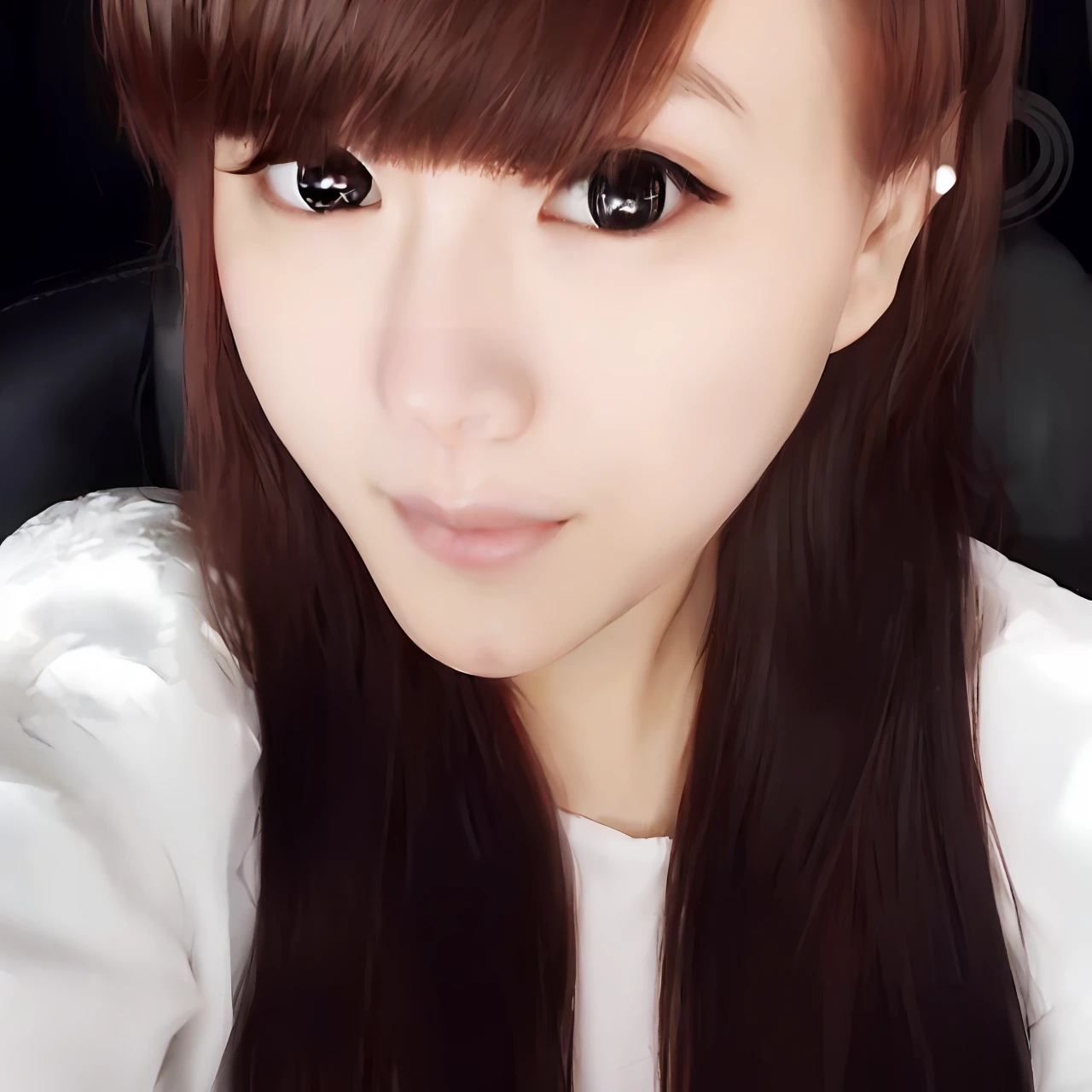 arafed woman with long hair and a white shirt posing for a picture, ulzzangs, girl cute-fine face, young cute wan asian face,