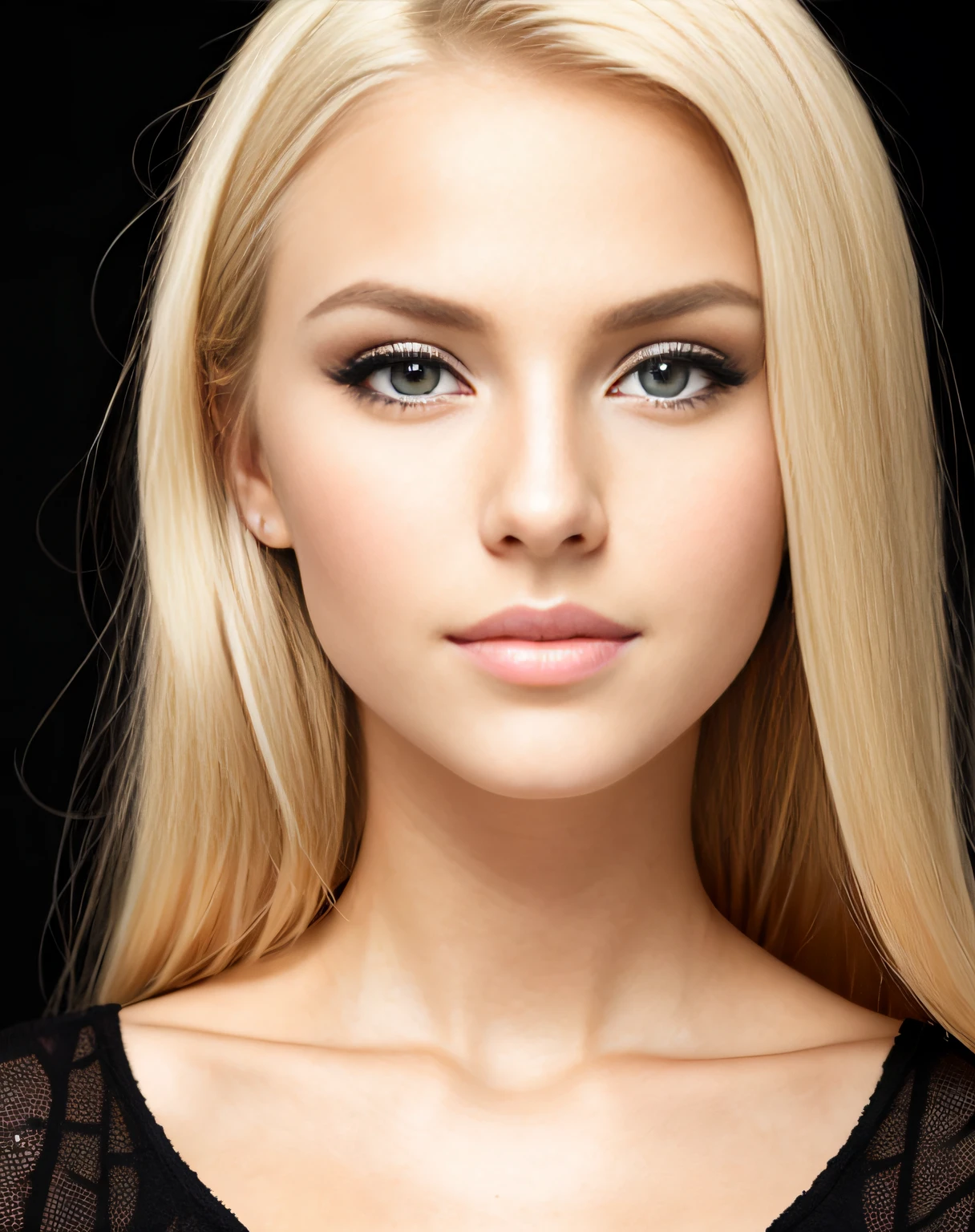 blond woman with a black background and a black background, young blonde woman, beautiful young face, young beautiful woman, beautiful face and flawless skin, beautiful blonde woman, blonde hair and large eyes, young beautiful face, beautiful female face, photo of a beautiful woman, beautiful young woman, finely detailed perfect face, beautiful blonde girl, extremely beautiful face, beautiful fine face features
