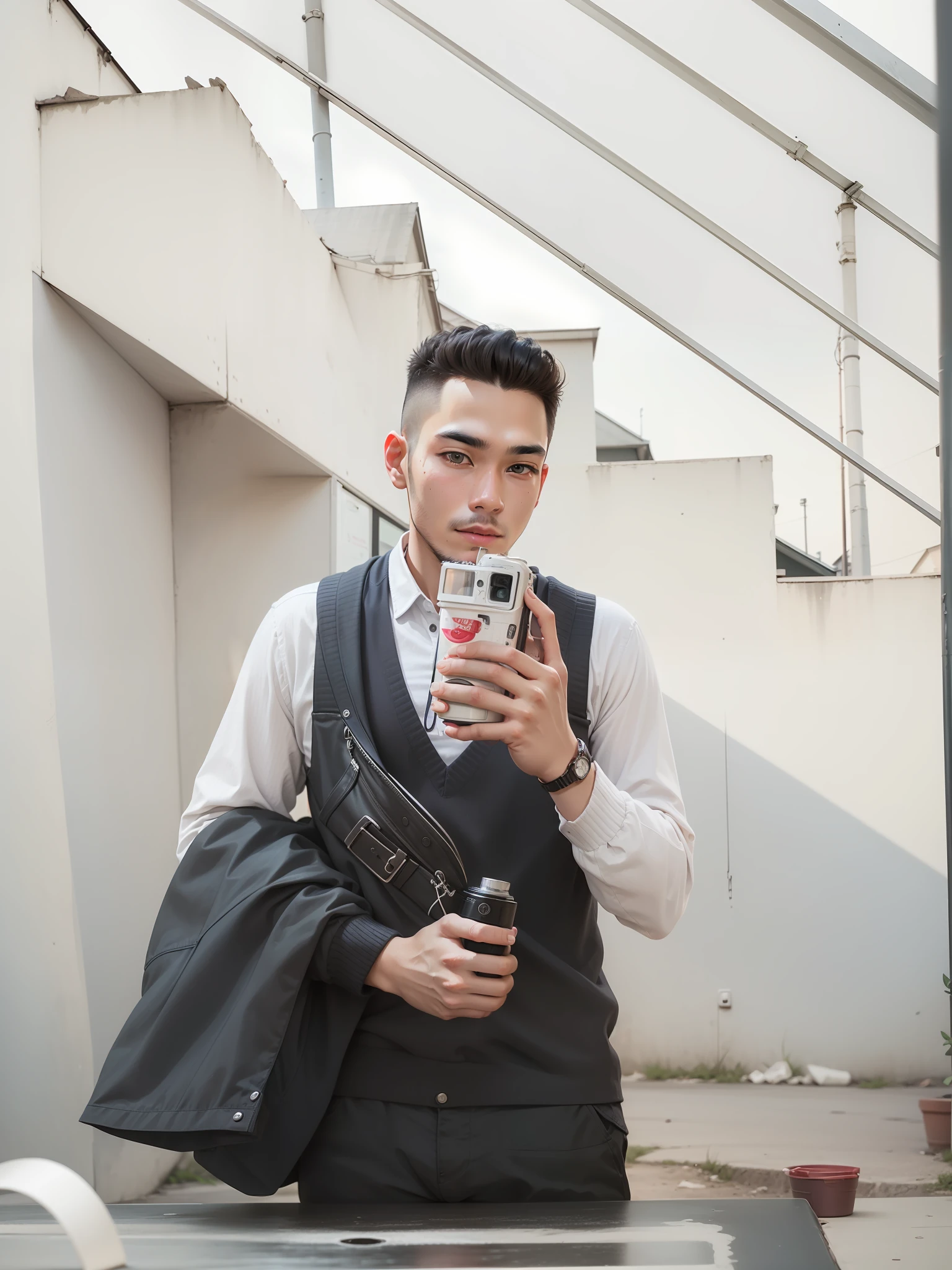 RAW photo, a portrait photo of 25 y.o man in casual clothes, night, city street, (high detailed skin:1.2), 8k uhd, dslr, soft lighting, high quality, film grain, Fujifilm XT3