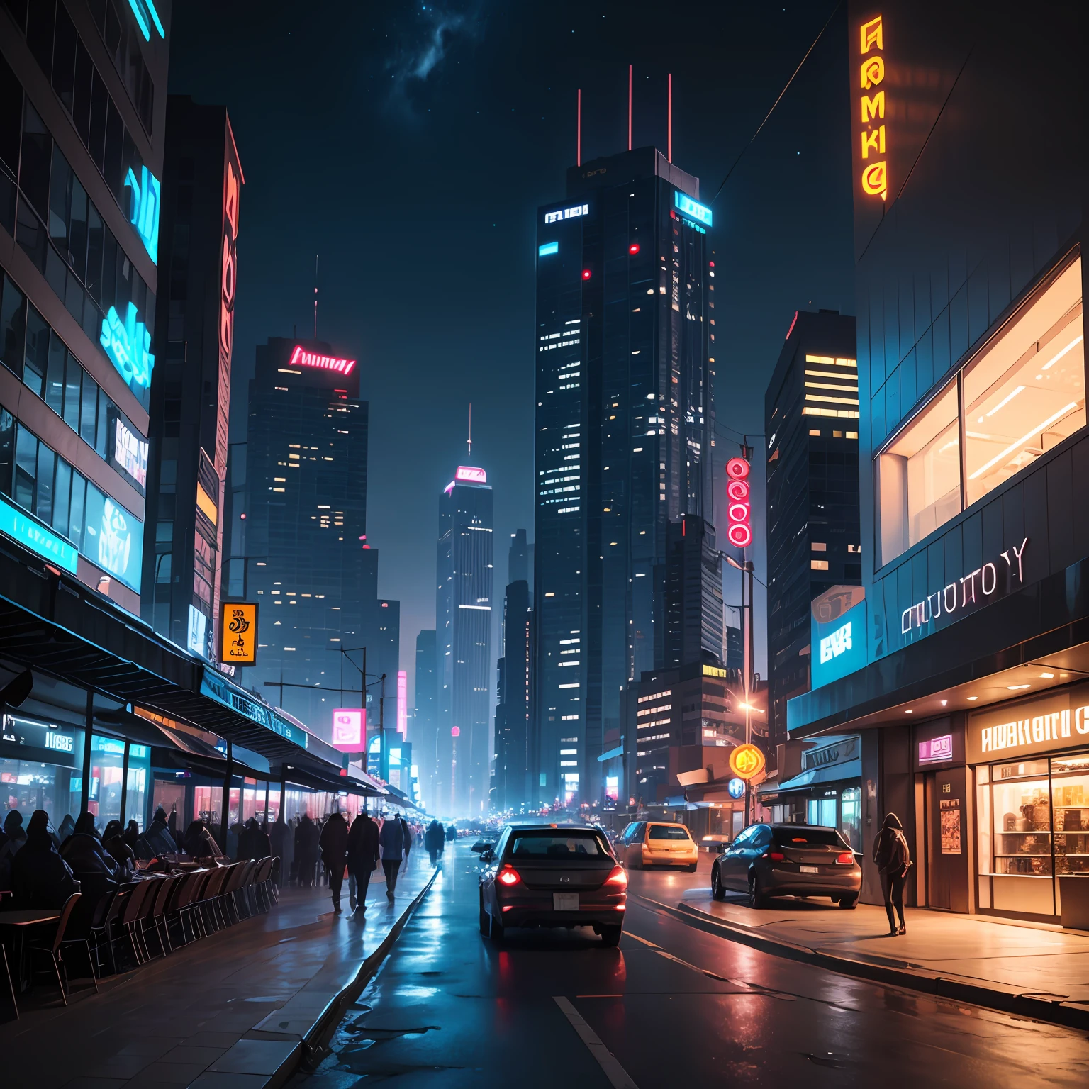 Blue Future Tech Metal City at night --auto