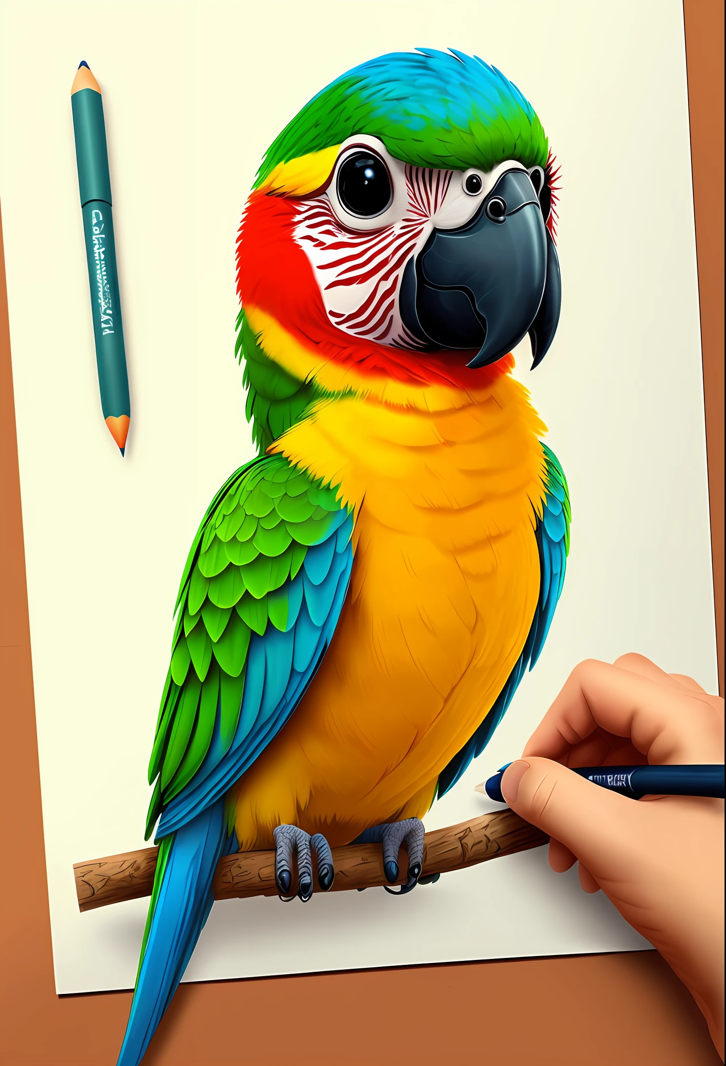 Draw a cute little parrot