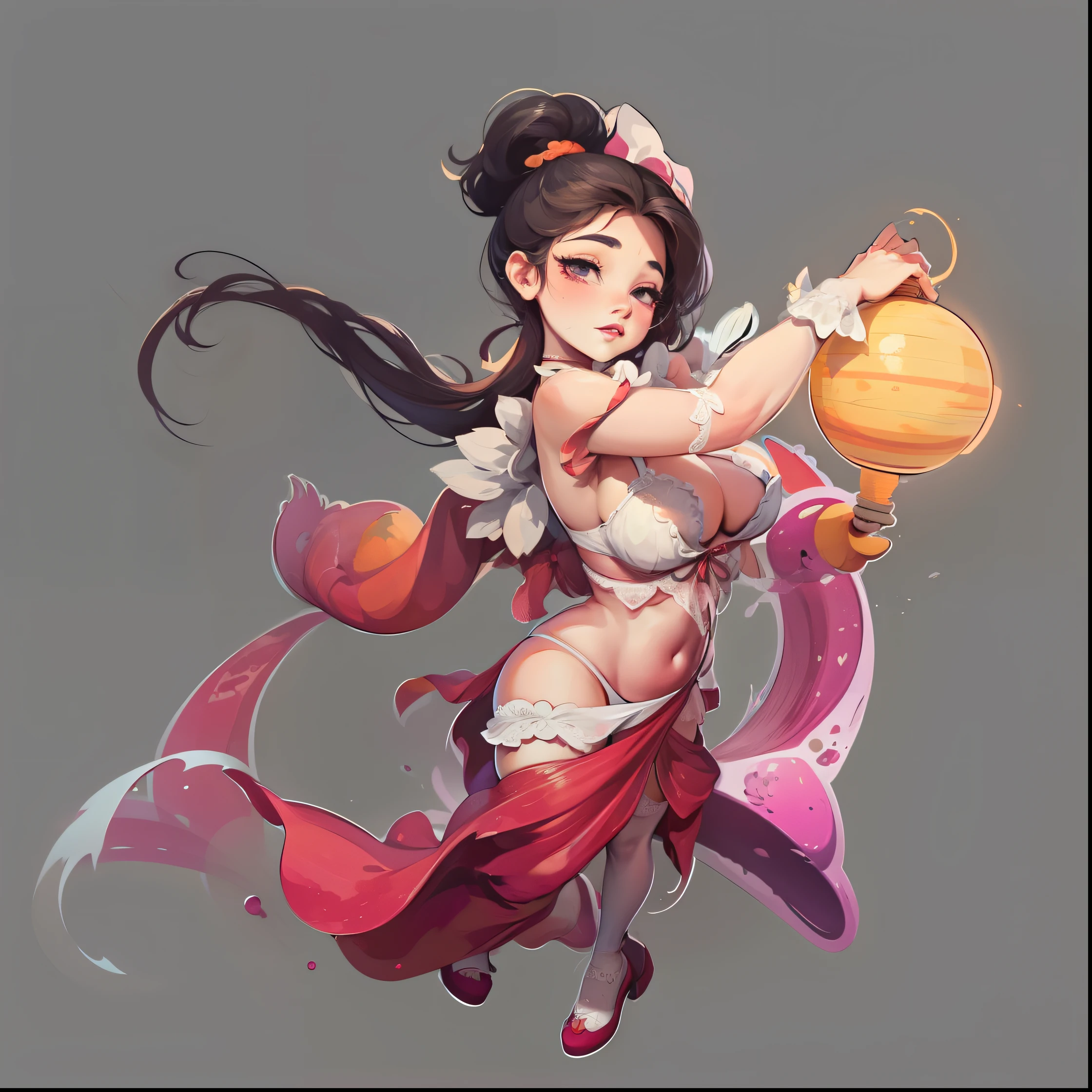 tmasterpiece， Best quality at best， 1girll，， ， （white under lingerie， white thighhig：1.2），Raised sexy，Leaky meat，enchanting，tmasterpiece，最好质量