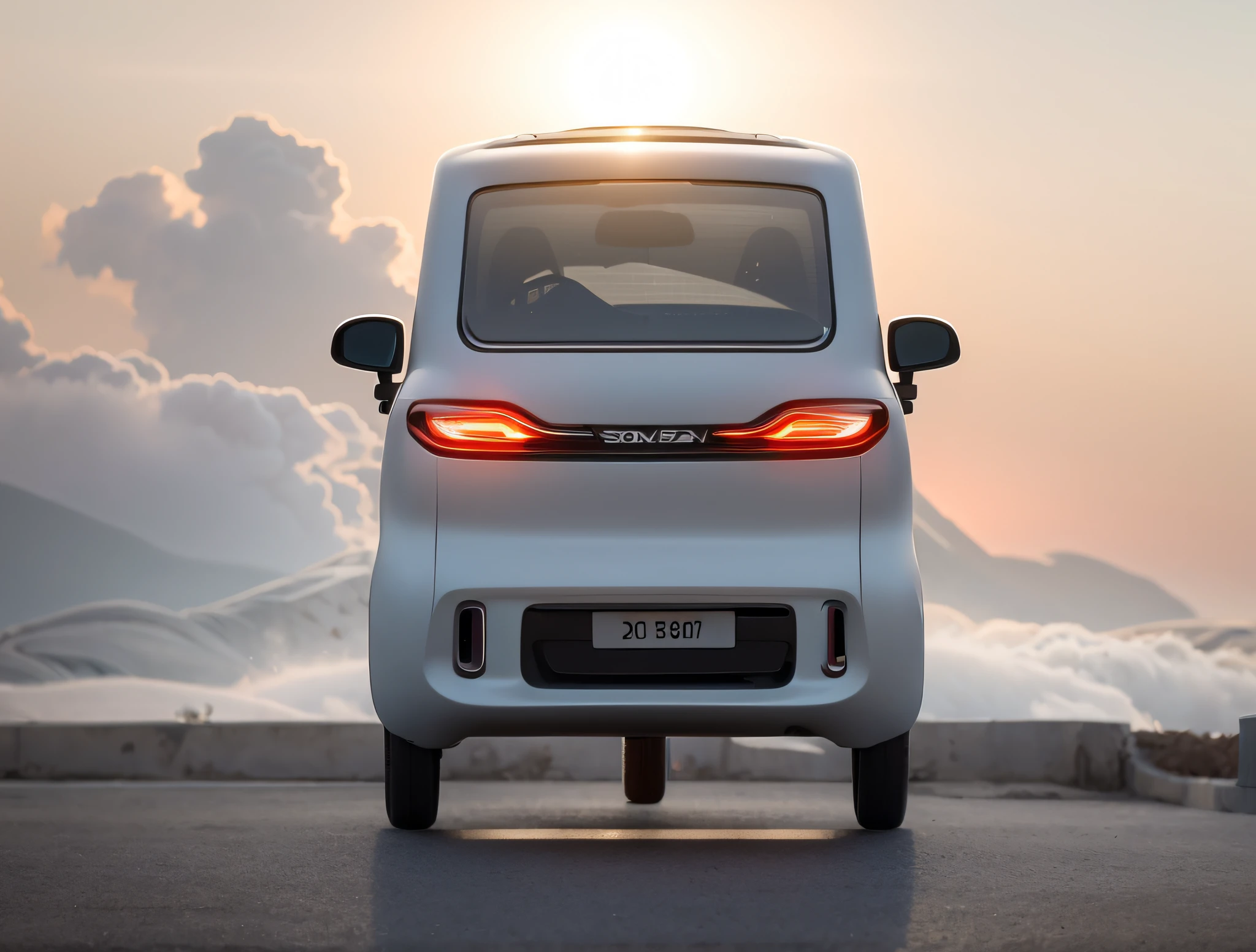 a close up of a small car with a sticker on the side, smart, kama russian electrocar, new vehicle, cute future vehicles, 3 6 0 p, futuristic product car shot, 4 8 0 p, 480p, sha xi, 360º, full view of a car, 4l, 3/4 front view --auto --s2