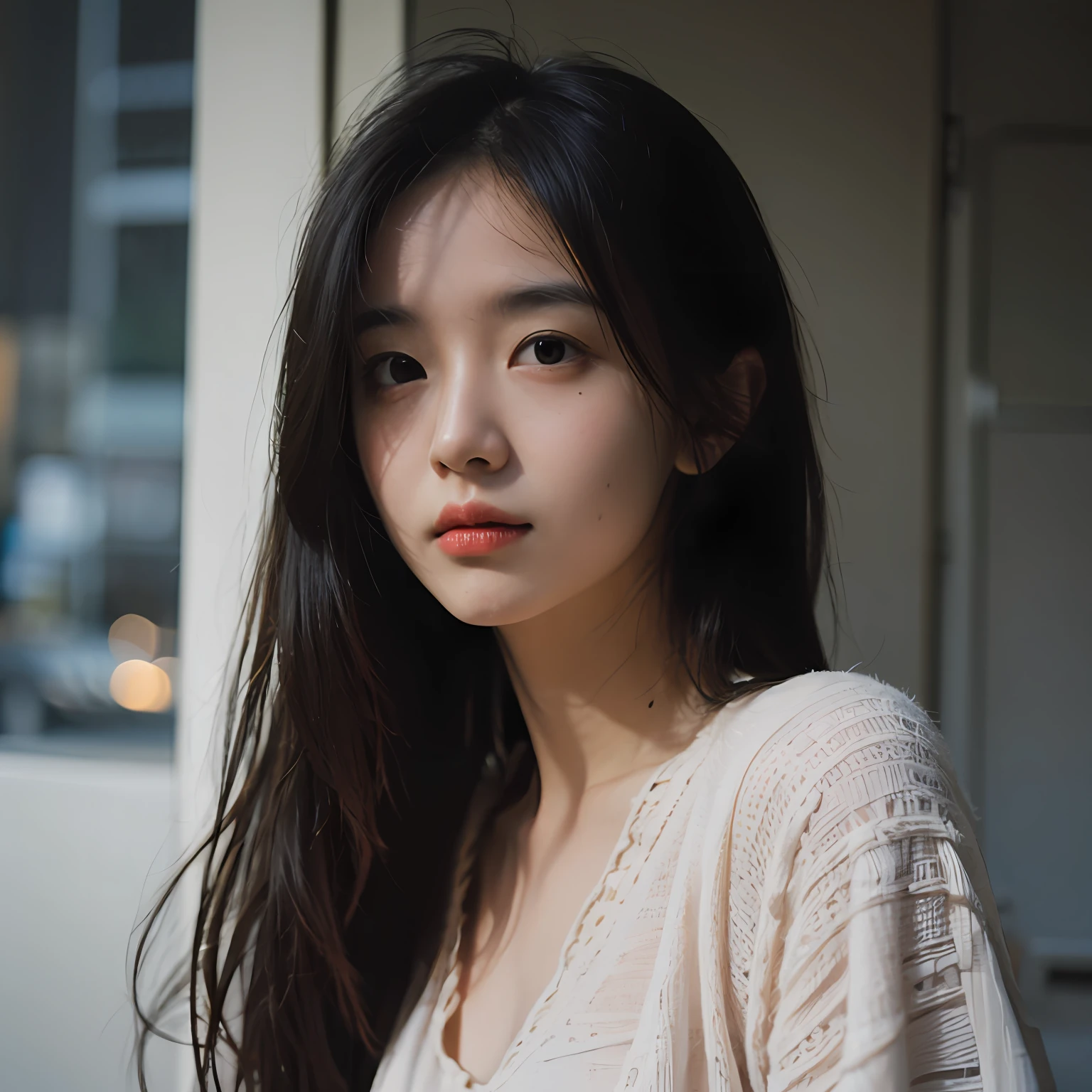 Best quality, masterpiece, ultra high res, (photorealistic:1.4), raw photo, 1girl, in the dark, deep shadow, low key, cold light