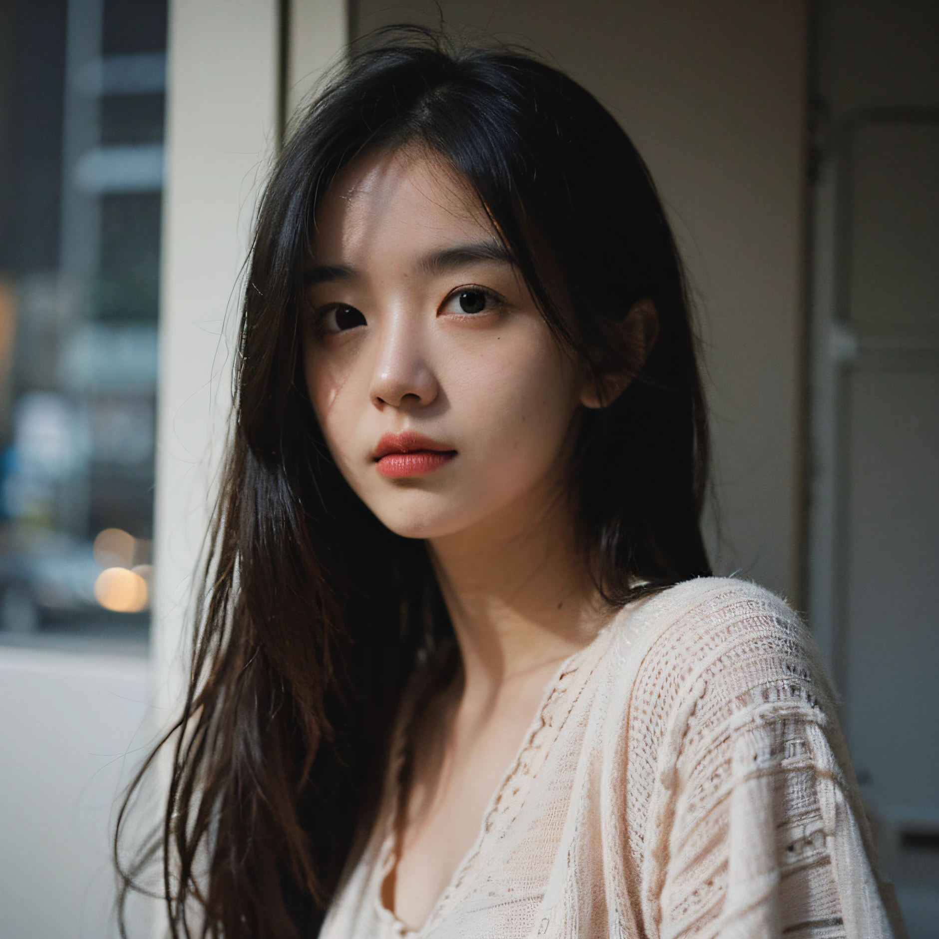 Best quality, masterpiece, ultra high res, (photorealistic:1.4), raw photo, 1girl, in the dark, deep shadow, low key, cold light