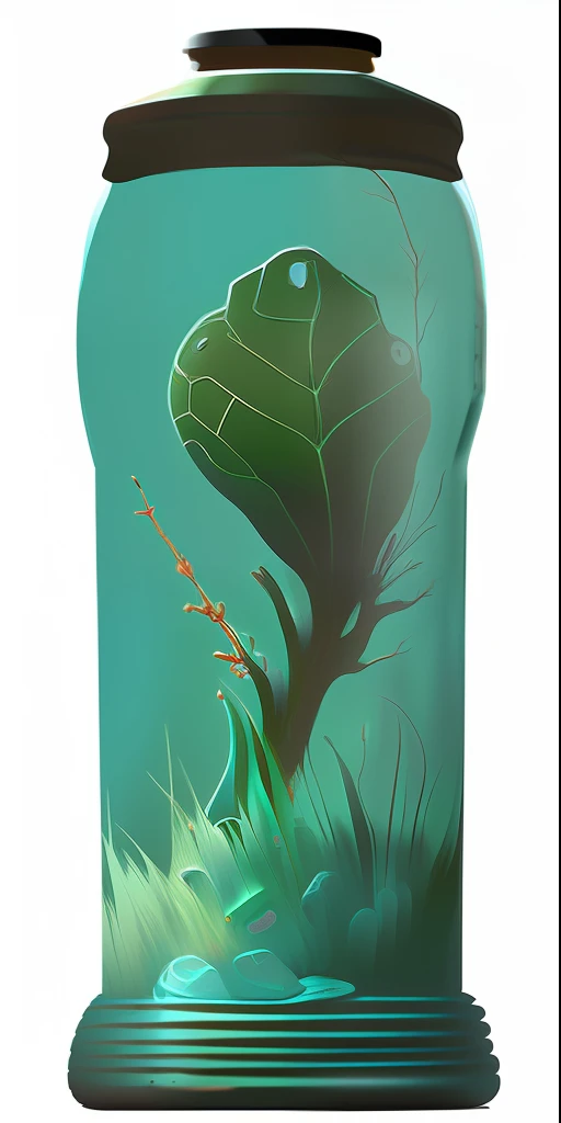There is a glass jar,There is a vine plant inside, hyperdetailed scp artifact jar, heavily stylized, scratched vial, stylised painting, simple stylized, sketchy artstyle, drawn image, letter s, sherek head design as a bottle, Bottle, colored sketch, stylised painting