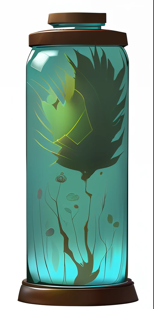There is a glass jar,There is a vine plant inside, hyperdetailed scp artifact jar, heavily stylized, scratched vial, stylised painting, simple stylized, sketchy artstyle, drawn image, letter s, sherek head design as a bottle, Bottle, colored sketch, stylised painting