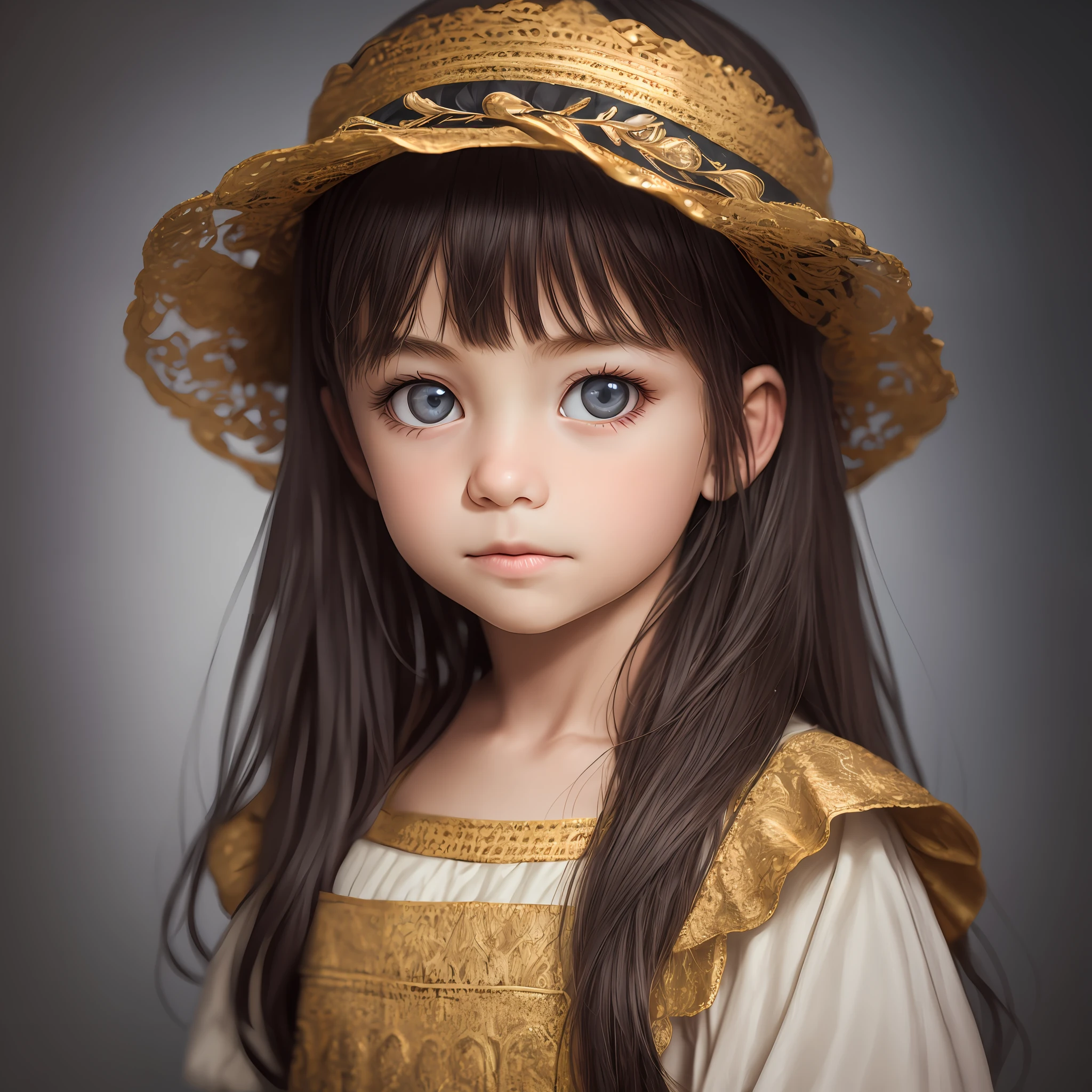 Ultra Realistic Photo, RAW photogr, 1child, Gorgeous 9  kid on dark background, Angelic costumes, Gorgeous face, Normal eyes, Caricature, Detailed face --auto --s2