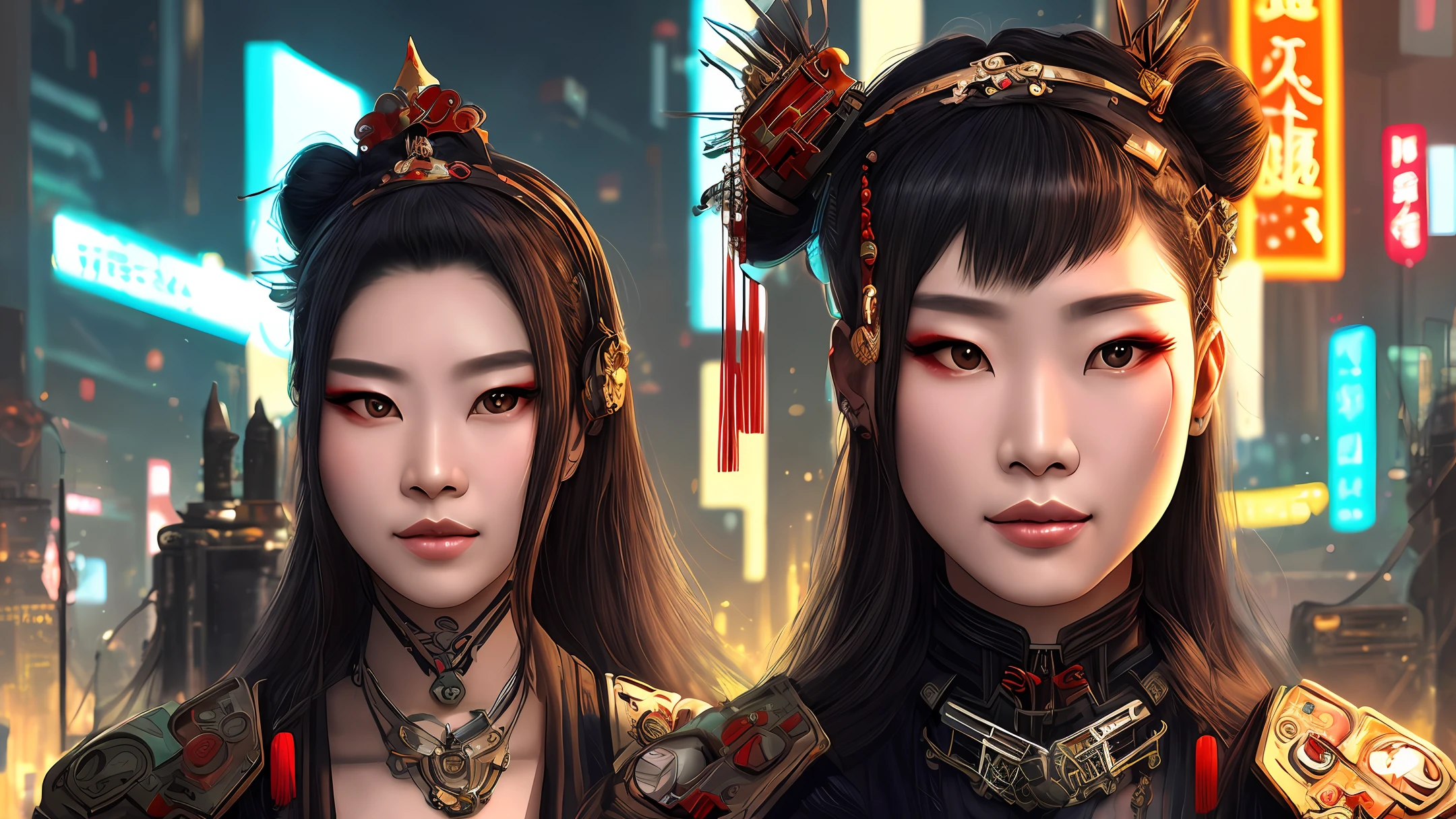 Ancient Chinese beauty in the world of cyberpunk