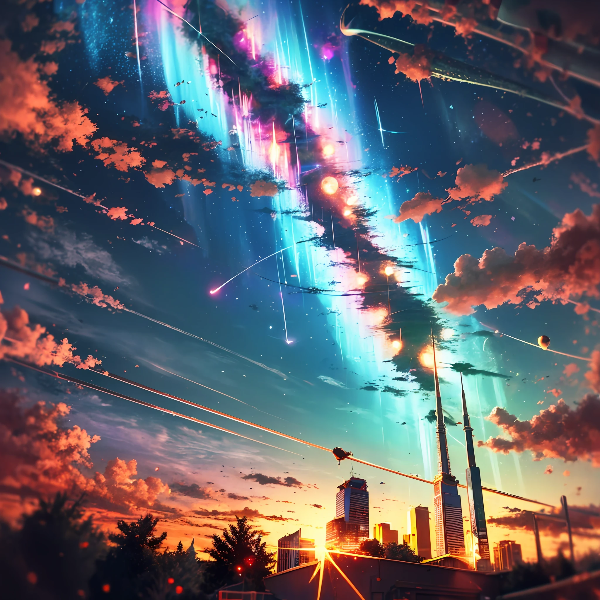 Suborbital blue sky comet starry sky