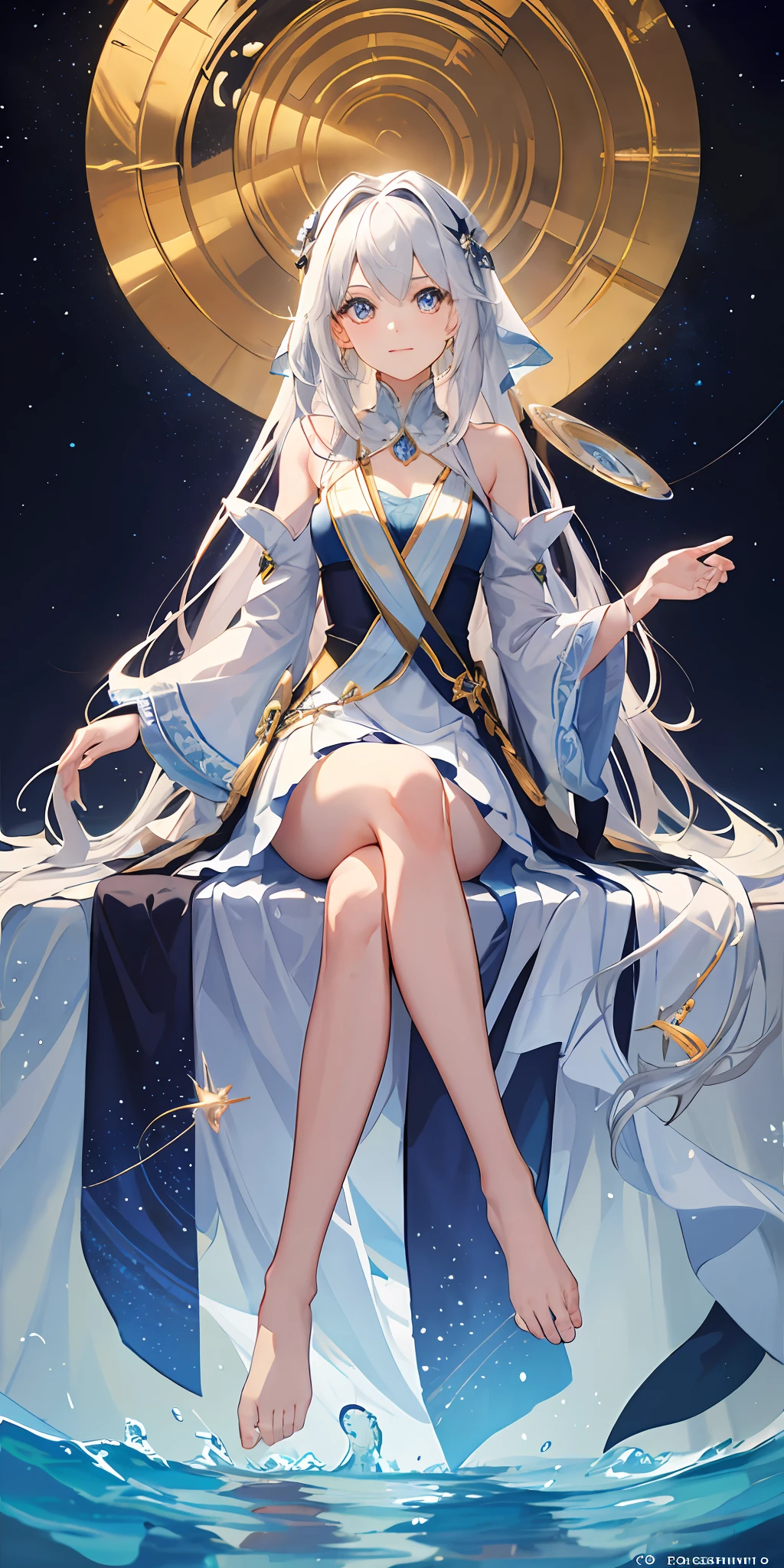 Royal Sister,long whitr hair,Celestial,femele,saintess
