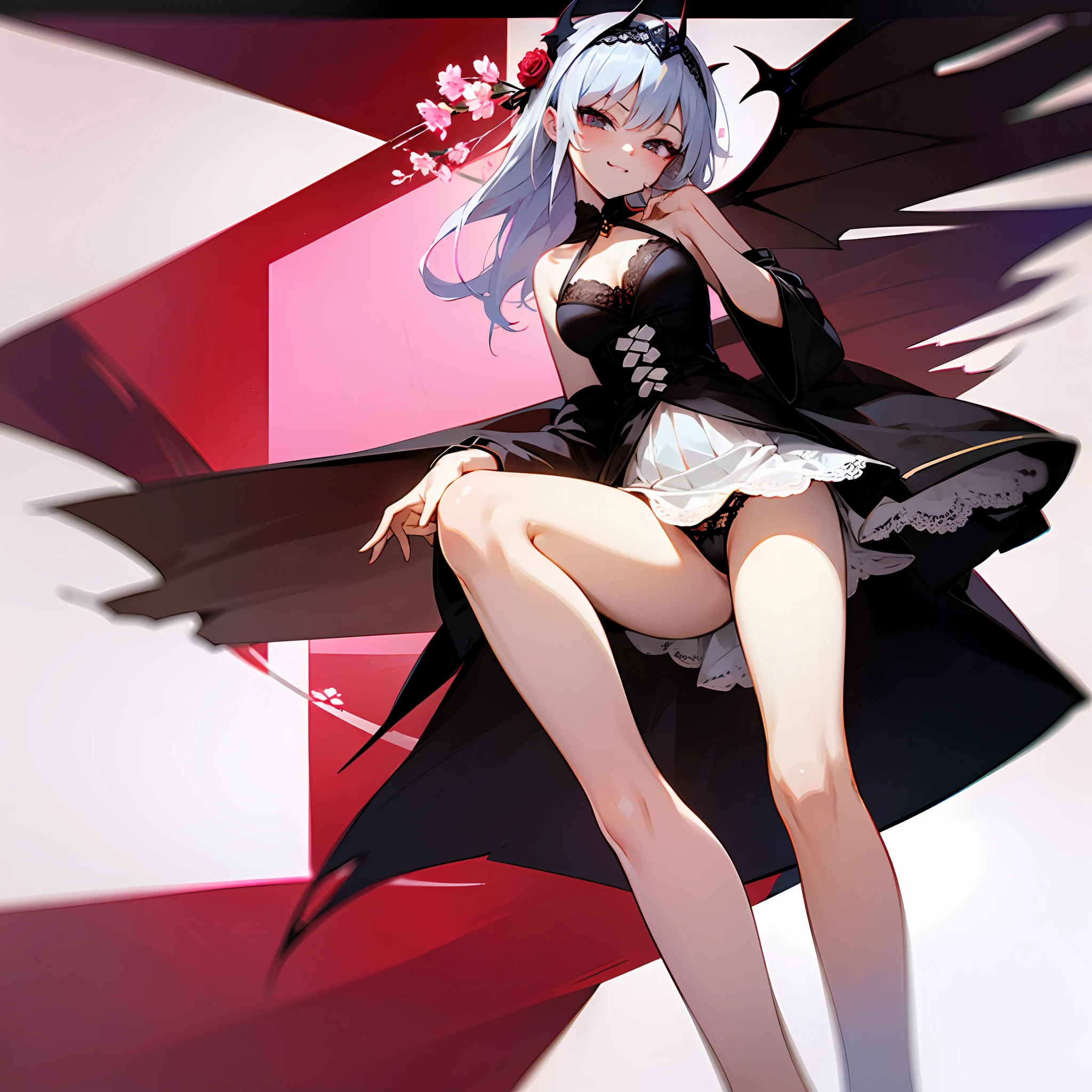 mid hair,White color hair,Lori huge breasts cleavage,bit girl,Wave head,Bat wings,Vampires,dark circles,goth style,lifting up skirt,lace panty,chiquita,White tights,Be red in the face,perspire,Lace,rose flower headpiece,pink panty,Smug laughter,seduct smile, The reveal panties,The reveal panties,The reveal panties,flatchest,flatchest,flatchest,flatchest,opening legs,opening legs,opening legs,((Split legs)),((Split legs)),((The reveal panties)),((Black lace panties)),Squat,Squat,Squat