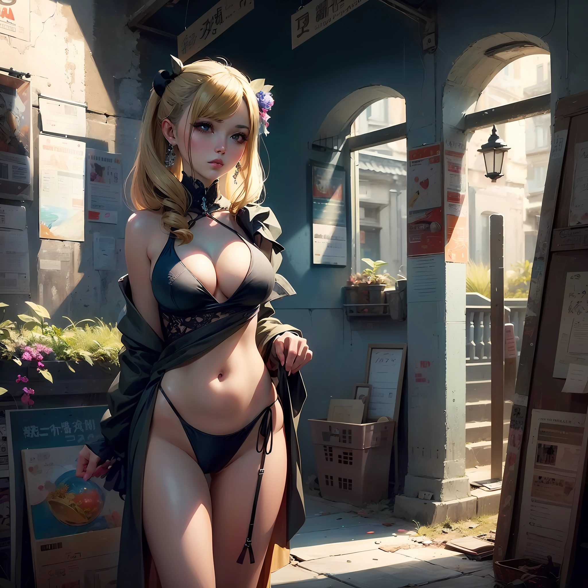 Anime girl posing in a bikini for a very room, [ 4 K digital art ]!!, pixiv 3dcg, SFW version, advanced digital anime art, Anime goddess, at pixiv, divine render, Phlegm sputum, phlegm : : 5, Detailed digital anime art, blonde goddess, digital advanced anime art, 2. 5 D CGI anime fantasy artwork --auto