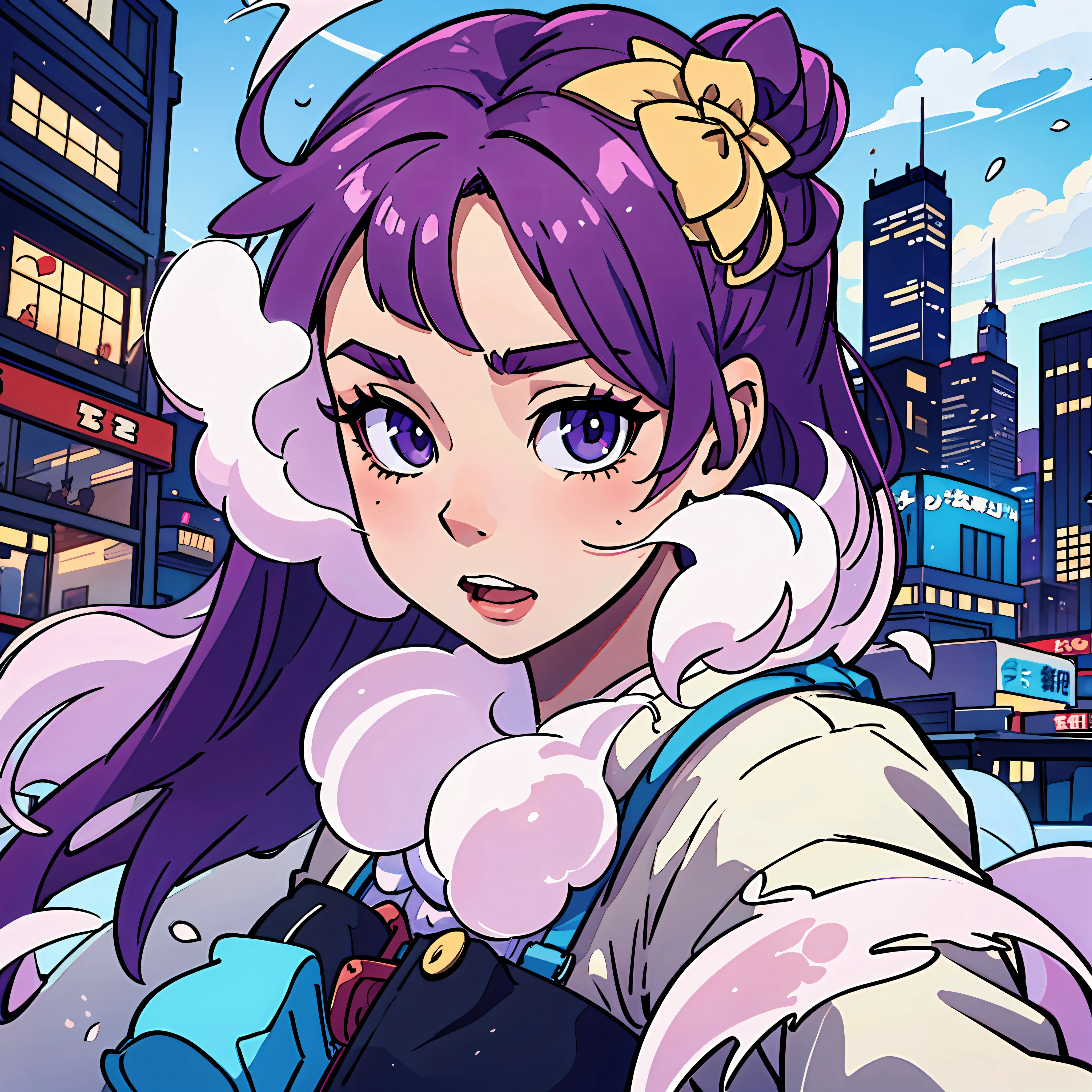 (best qualityer:0.8), (best qualityer:0.8), Perfect anime illustration,Extremely close-up of beautiful women passing through the city,4K Ultra Clear,Steam dream powder