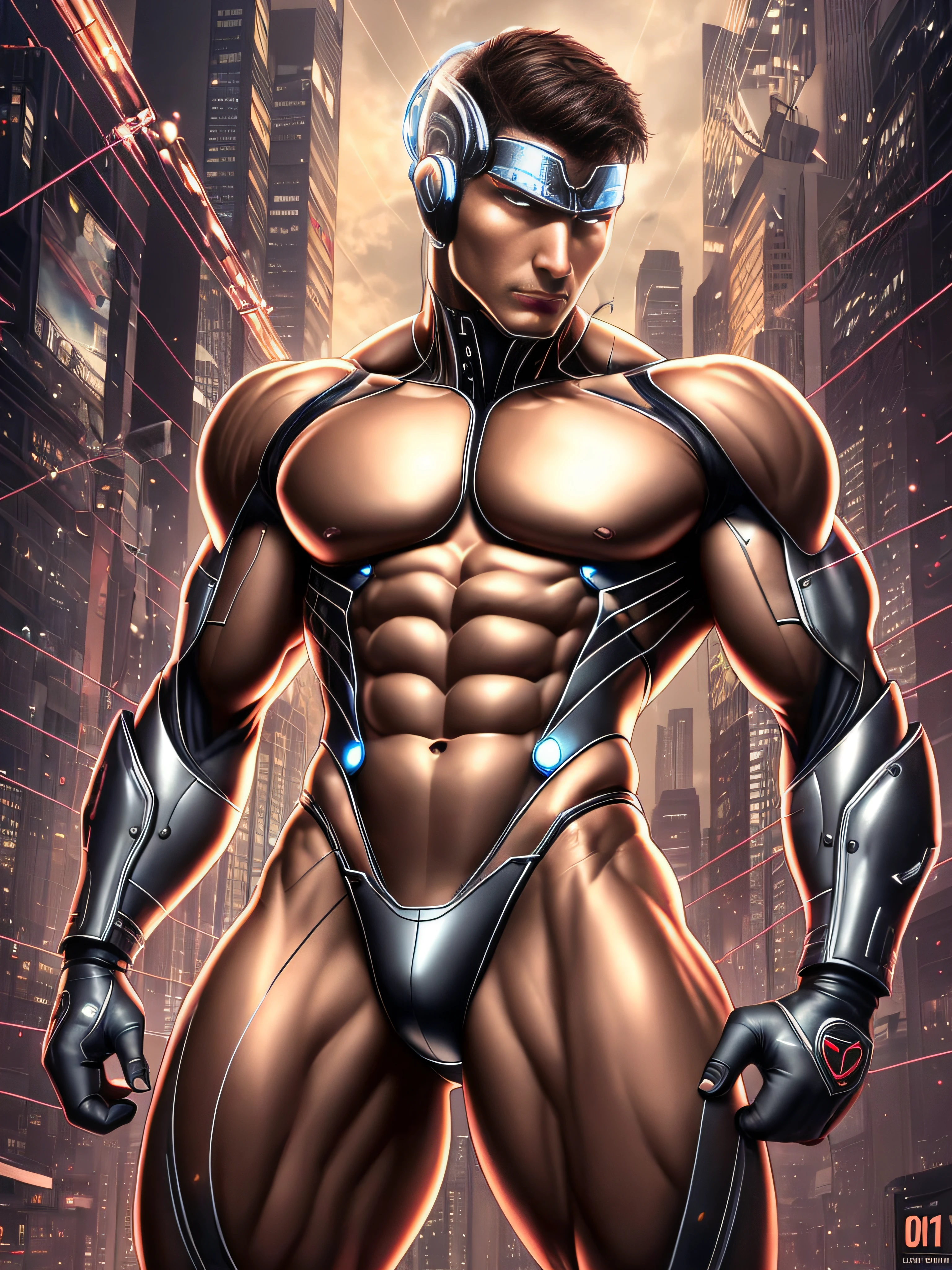 (The art of leading technology,1.4),Ahead of the curve,(Electronic systems: overhead humanoid robots,Naked muscular masculinity:1.2),(tmasterpiece,best qualityer,Official fine art, Aesthetics:1.2),(Hyper-detailing),((see-through thong:1.2))((Biopunk,Cyborg man:1.1))((various old tvs in the background:1.1))finely detailled,Most Best Illustration,hand-drawn high quality,(scybernetic,hight contrast),(Have a detailed brain that you can see:1.3),(Artistically),Line drawing,(Complex lines),Clear lines,s fractal art,Brush strokes,ukiyo-style,(nakeness,Muscular macho,full-body portraits,see-through thong,Extreme closeup:1.1),(Muscular macho,Skin tone transparent tweezers:1.1)(,With a delicate heart that can be seen:1.1),The perfect facial features of a supermodel,whole body show(muscles cable wires:1.2),Large scene composition,Perfect pectorals and abs,Mysterious night,Extremely provocative and sexy(Add details),(detailedbackground:1.2),(|cyber punk perssonage,core,),A high resolution,extremy detailed((Realistic skin,Ultra-artistic,I only wore a pair of transparent thongs with a skin tone,The internal structure is faintly visible:1.2))((whole body display,Extreme detail:1.2))(Canon M50|100mm|sharp fokus |Gently|ultra-realistic realism |The is very detailed|intricately details |blood vessel :1.2)