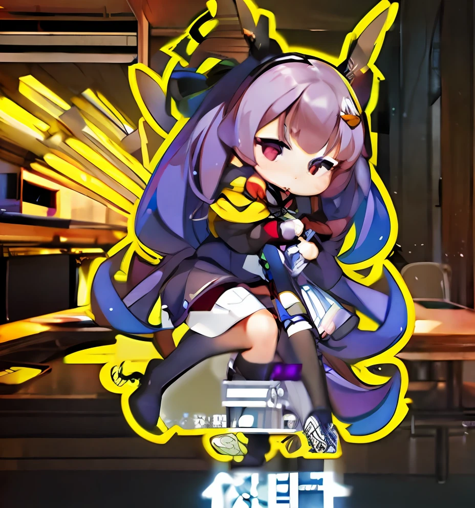 Close-up of holding a bow in the room, From Arknights,girls frontline style, girl wearing school uniform,Superskirt,Pink hair,looks away,Sit and open your crotch,embarressed,Be red in the face,weeping,Mouth closed,Classroom