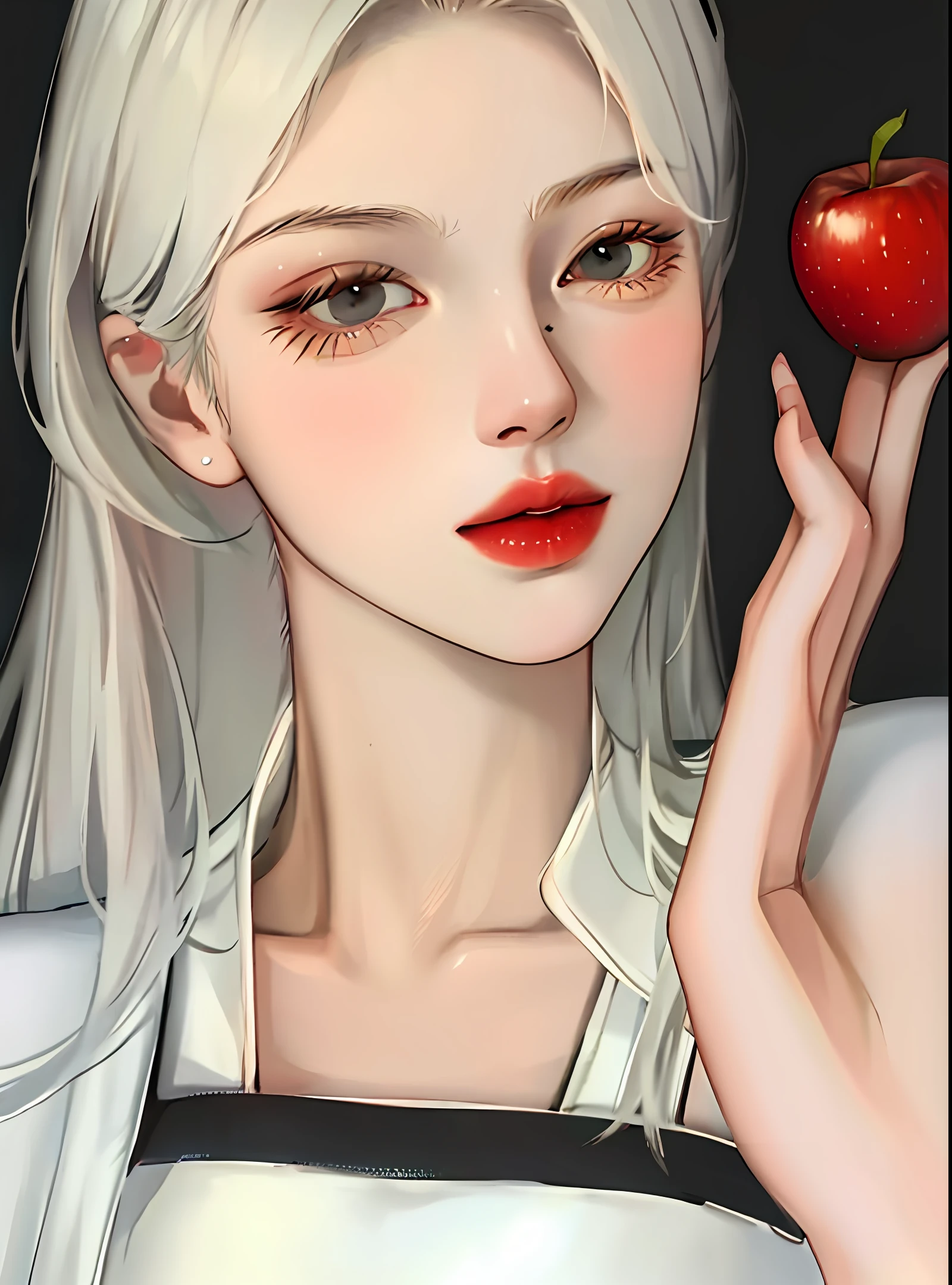 An Apple phone shows a woman's selfie on it