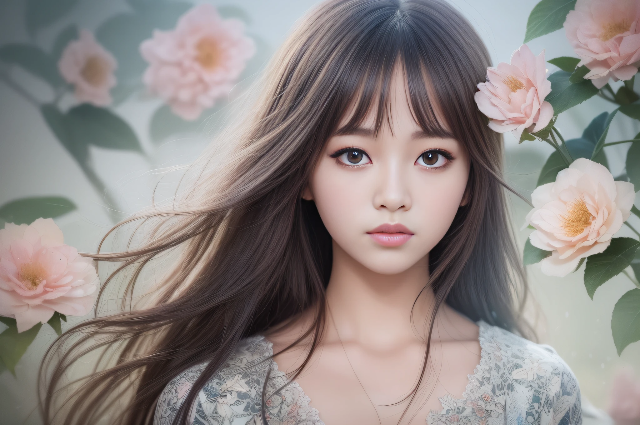 stechu,(white background:1.4), ((tachi-e)), original,(illustration:1.1),(best quality),(masterpiece:1.1),(extremely detailed CG unity 8k wallpaper:1.1), (colorful:0.9),(panorama shot:1.4),(solo:1.2), (ink splashing),(color splashing),((watercolor)), clear sharp focus,{ 1girl standing },((korean style )),flower background,outdoors,rocks, looking at viewer, make happy expressions,soft smile,pure,beautyfull detailed face and eyes,beautyfull intricacy clothing decorative pattern details, black hair,black eyes,colorwater
