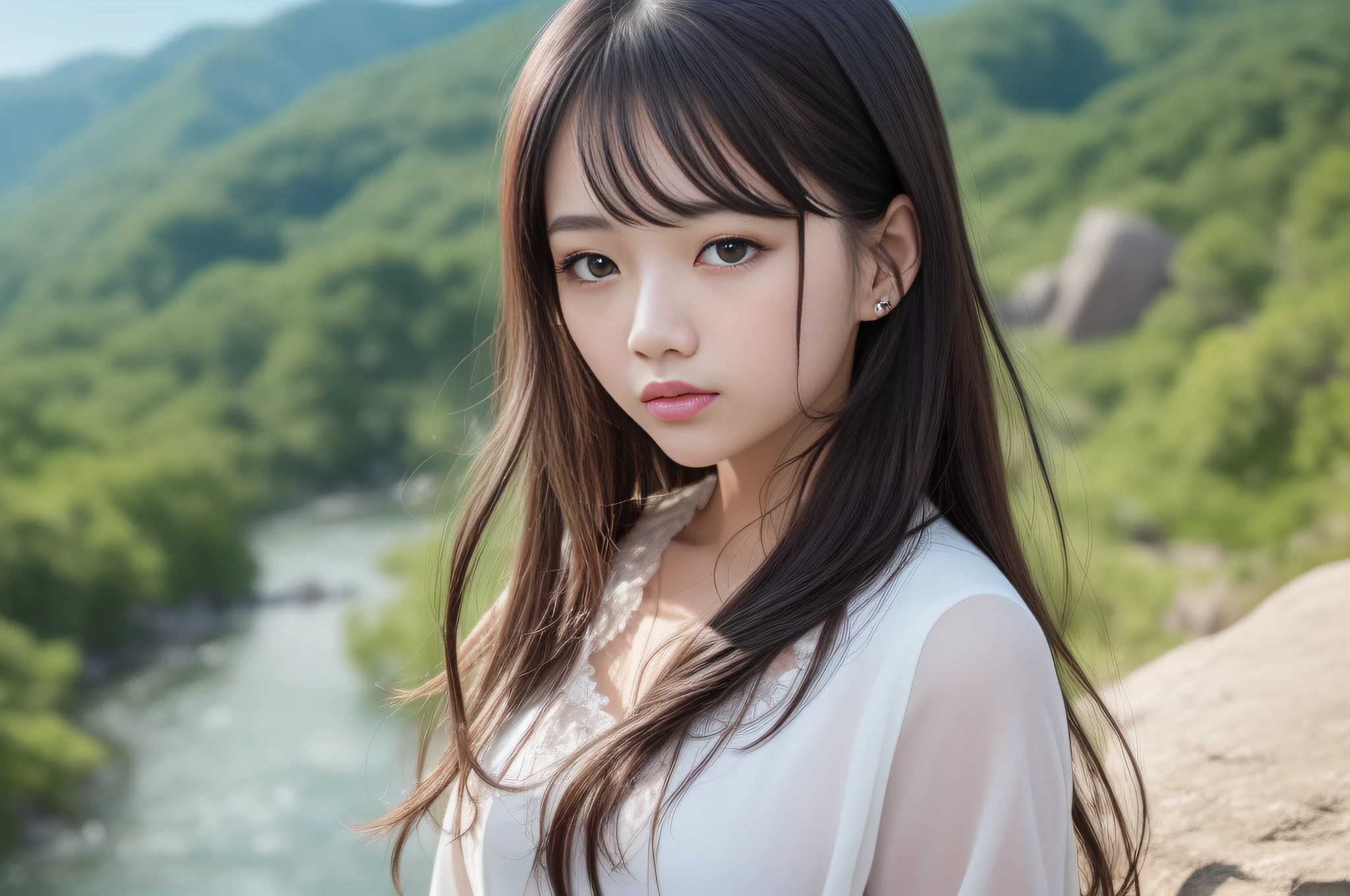 stechu,(white background:1.4), ((tachi-e)), original,(illustration:1.1),(best quality),(masterpiece:1.1),(extremely detailed CG unity 8k wallpaper:1.1), (colorful:0.9),(panorama shot:1.4),(solo:1.2), (ink splashing),(color splashing),((watercolor)), clear sharp focus,{ 1girl standing },((korean style )),flower background,outdoors,rocks, looking at viewer, make happy expressions,soft smile,pure,beautyfull detailed face and eyes,beautyfull intricacy clothing decorative pattern details, black hair,black eyes,colorwater