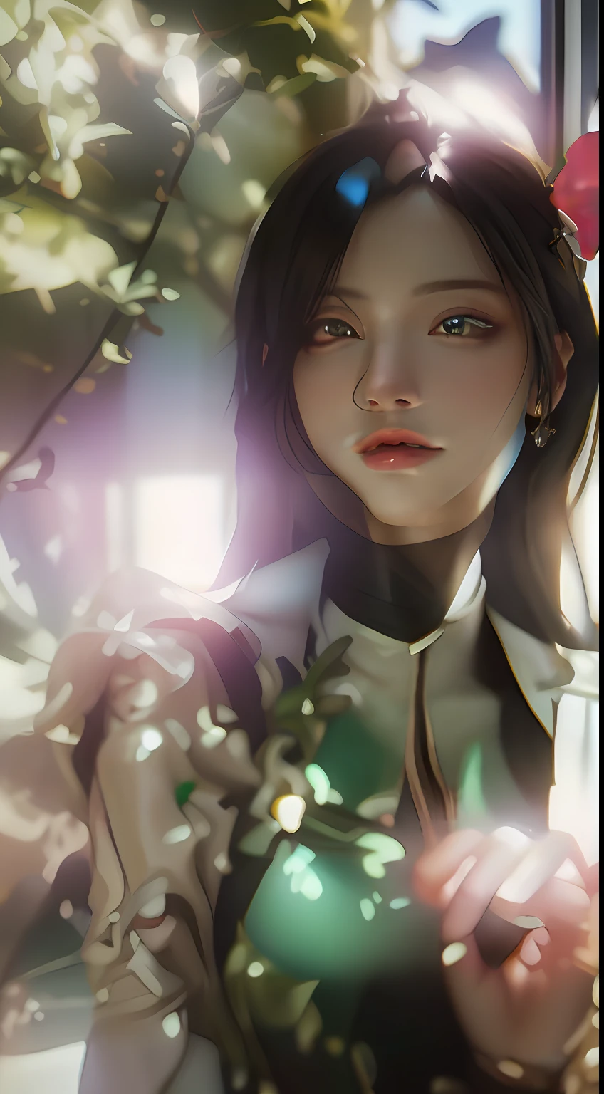 ((Best quality)), ((masterpiece)), (detailed:1.4), 3D, an image of a beautiful cyberpunk female,HDR (High Dynamic Range),Ray Tracing,NVIDIA RTX,Super-Resolution,Unreal 5,Subsurface scattering,PBR Texturing,Post-processing,Anisotropic Filtering,Depth-of-field,Maximum clarity and sharpness,Multi-layered textures,Albedo and Specular maps,Surface shading,Accurate simulation of light-material interaction,Perfect proportions,Octane Render,Two-tone lighting,Wide aperture,Low ISO,White balance,Rule of thirds,8K RAW,