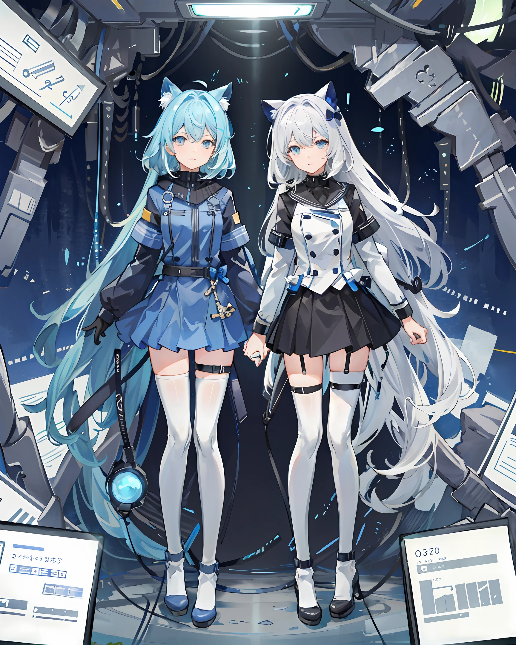 Two-dimensional girl mechanical blue