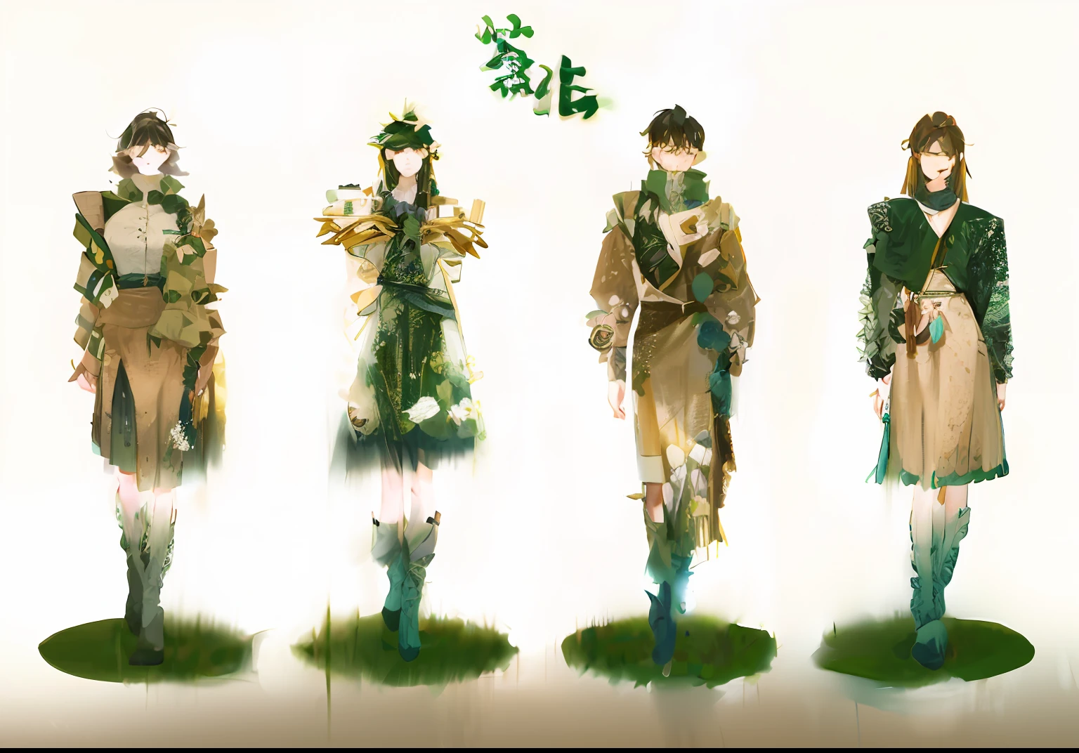 clothing design,"Moss" theme,Cotton and linen fabric,Wool felt biomimetic moss texture,Green and beige,originality,fashion sense。 --auto