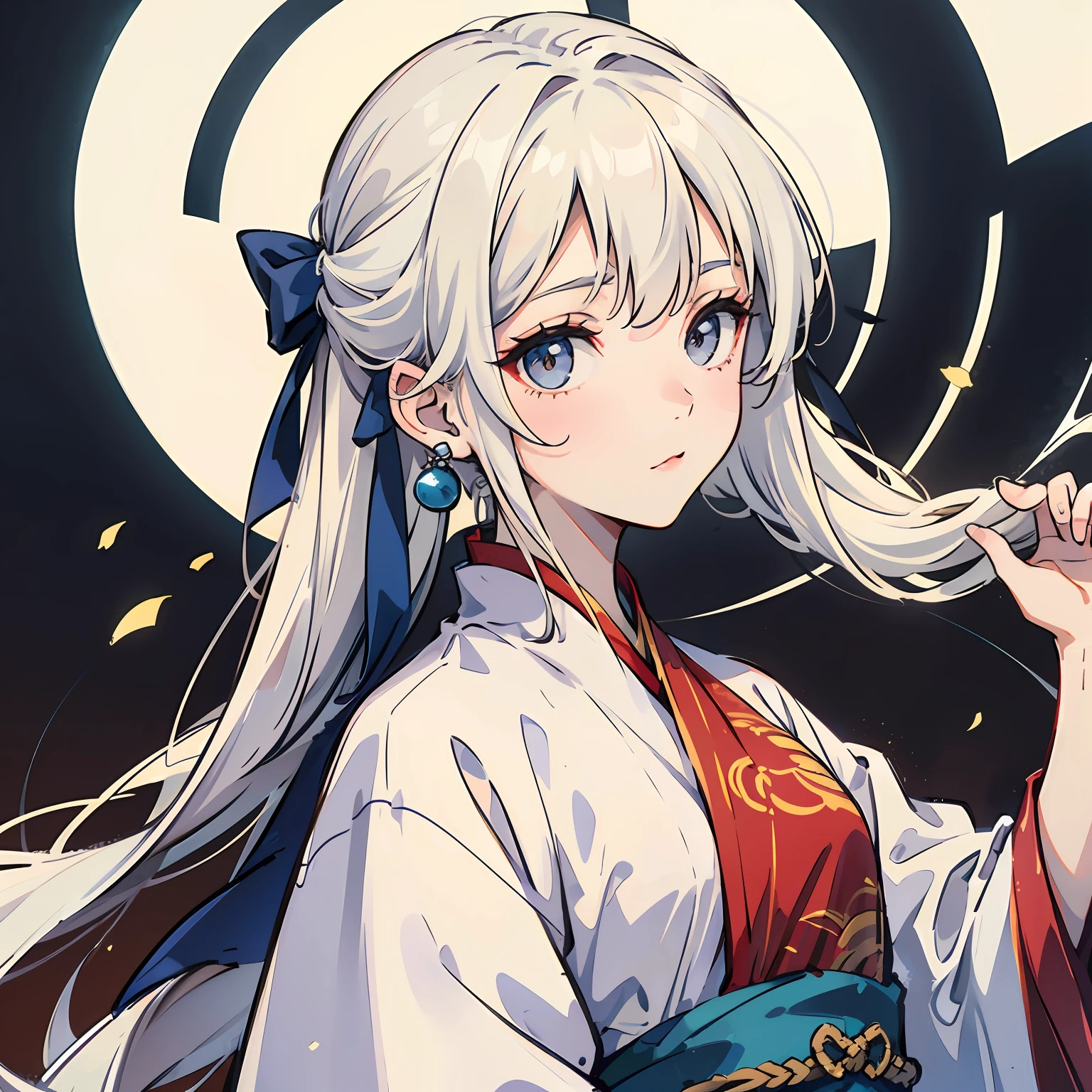 White-haired girl,Hanfu clothing,Looking directly at --auto