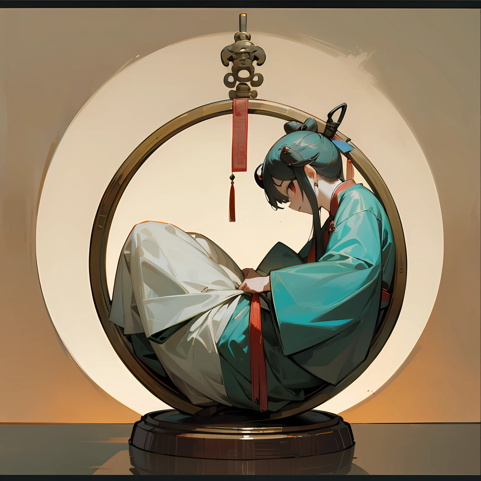 Ancient Chinese Qu Yuan figure，rspective
