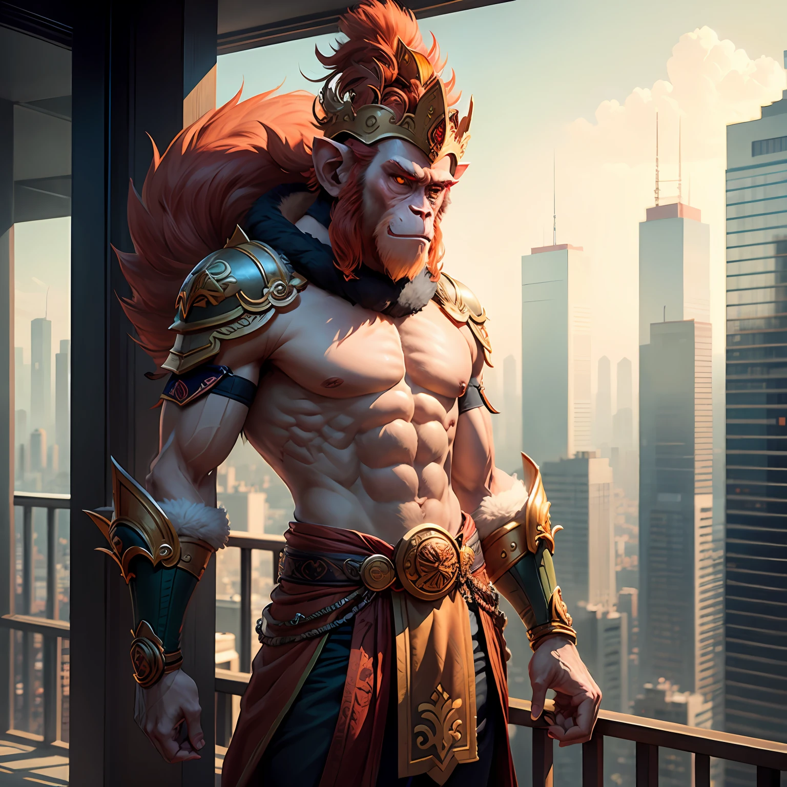 Monkey King stands in a tall building --auto