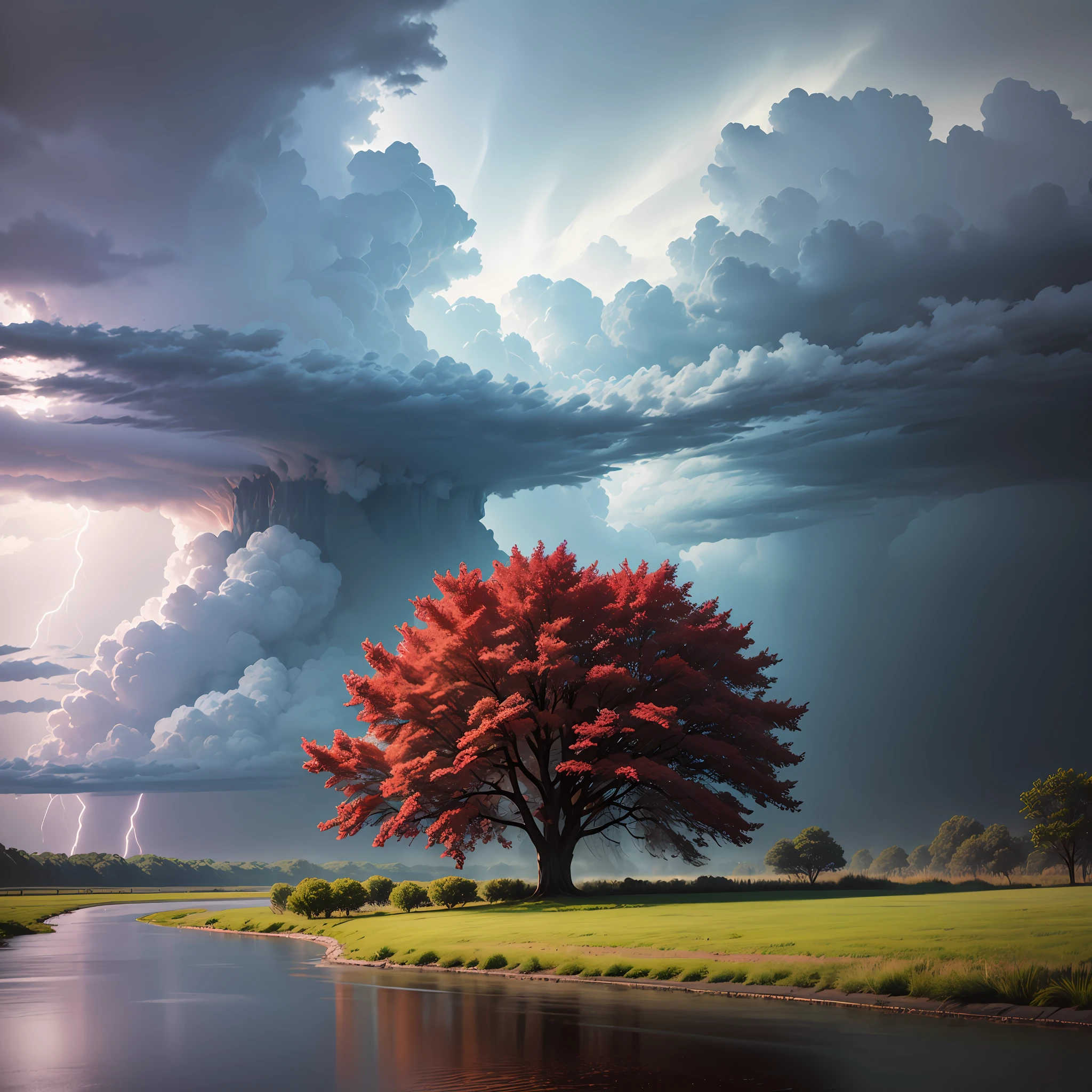 Thunderstorm weather,A red tree --auto
