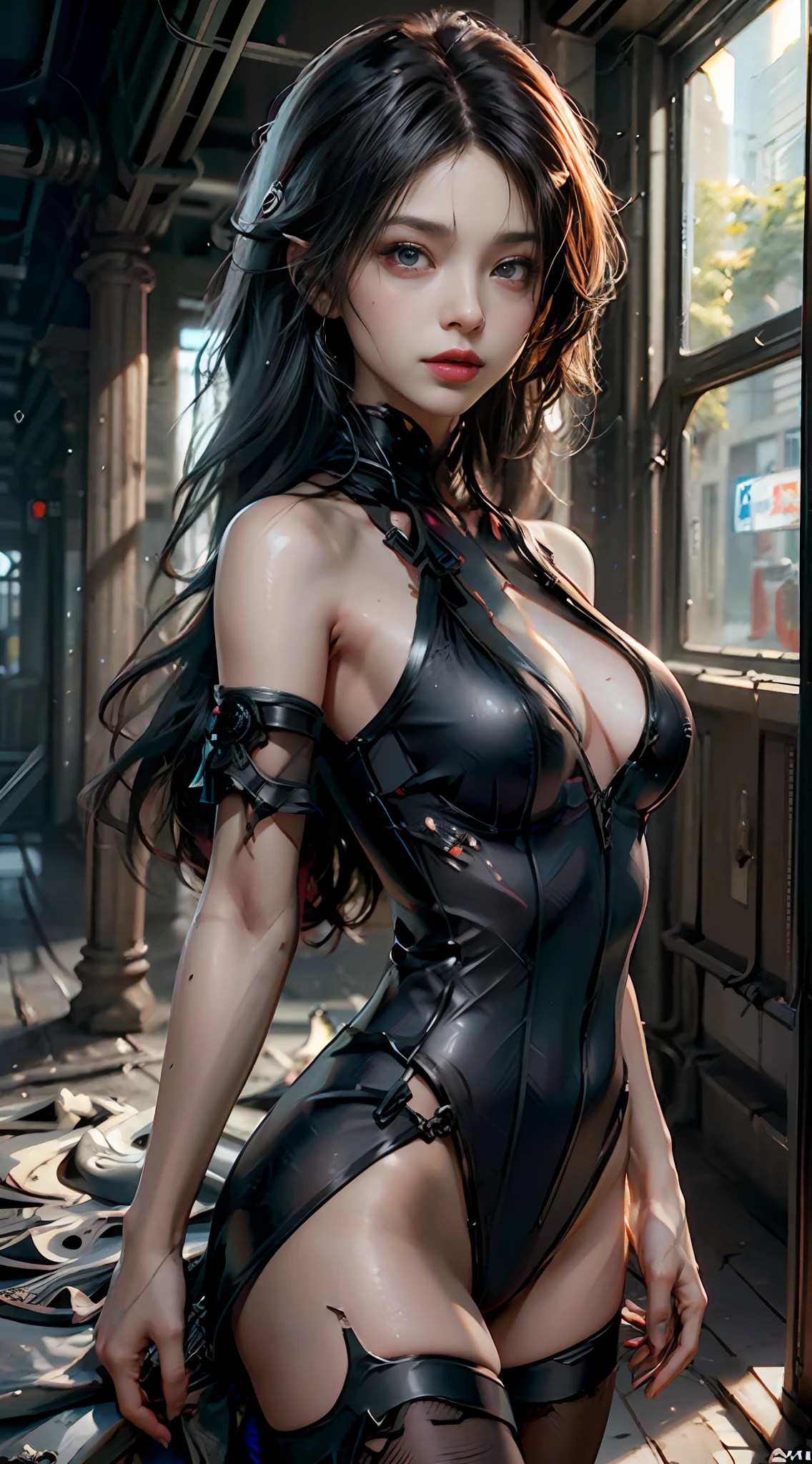 ((Best quality)), ((masterpiece)), (detailed:1.4), 3D, an image of a beautiful cyberpunk female,HDR (High Dynamic Range),Ray Tracing,NVIDIA RTX,Super-Resolution,Unreal 5,Subsurface scattering,PBR Texturing,Post-processing,Anisotropic Filtering,Depth-of-field,Maximum clarity and sharpness,Multi-layered textures,Albedo and Specular maps,Surface shading,Accurate simulation of light-material interaction,Perfect proportions,Octane Render,Two-tone lighting,Wide aperture,Low ISO,White balance,Rule of thirds,8K RAW,