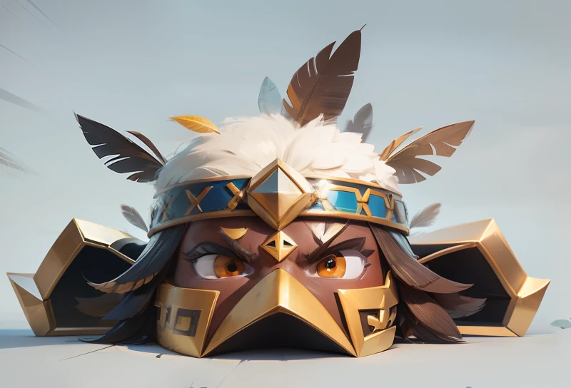 Native American masks,European and American cartoon style,Clash Royale style,clash of clans style,maximalist details,Simple mask,There are feathers on it,On both sides are wind deflectors