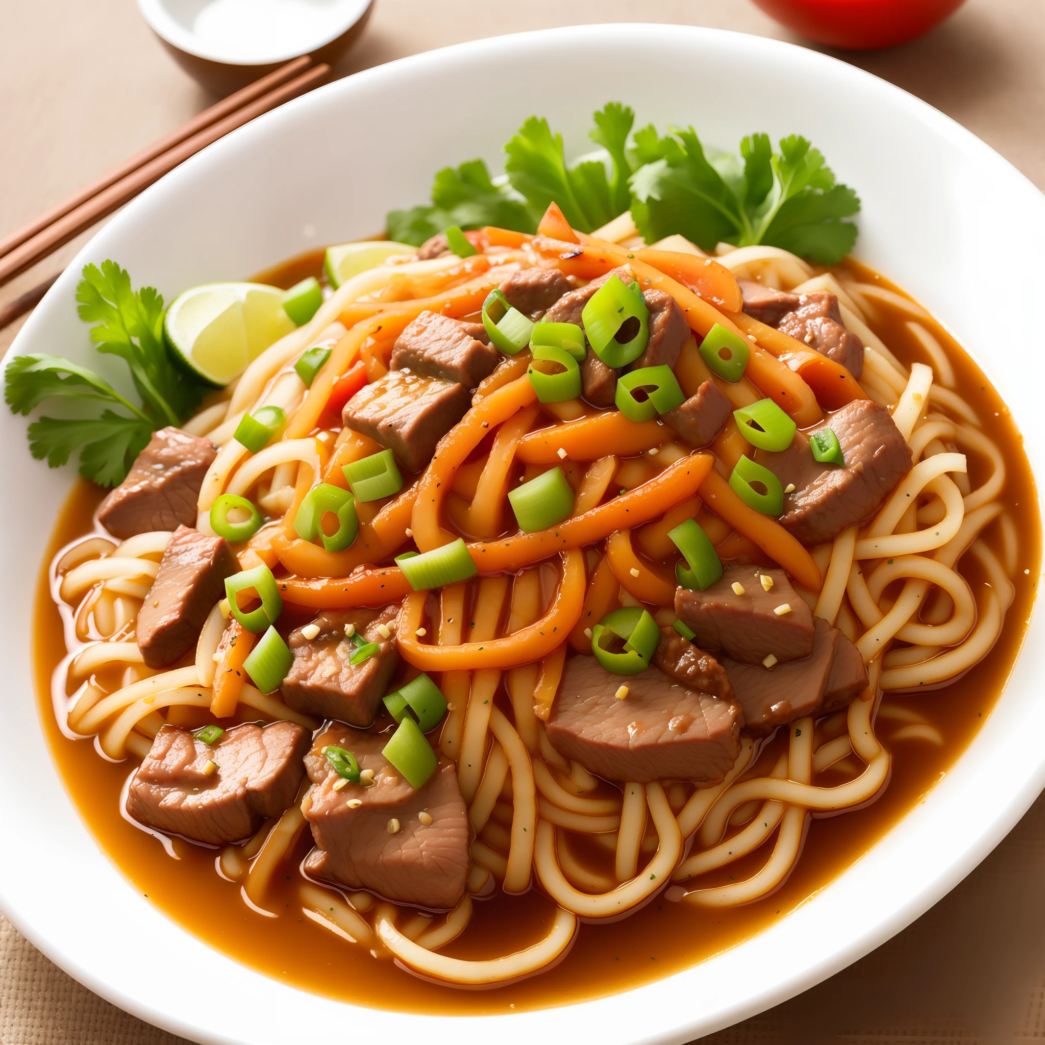 Pop-pepper beef noodles